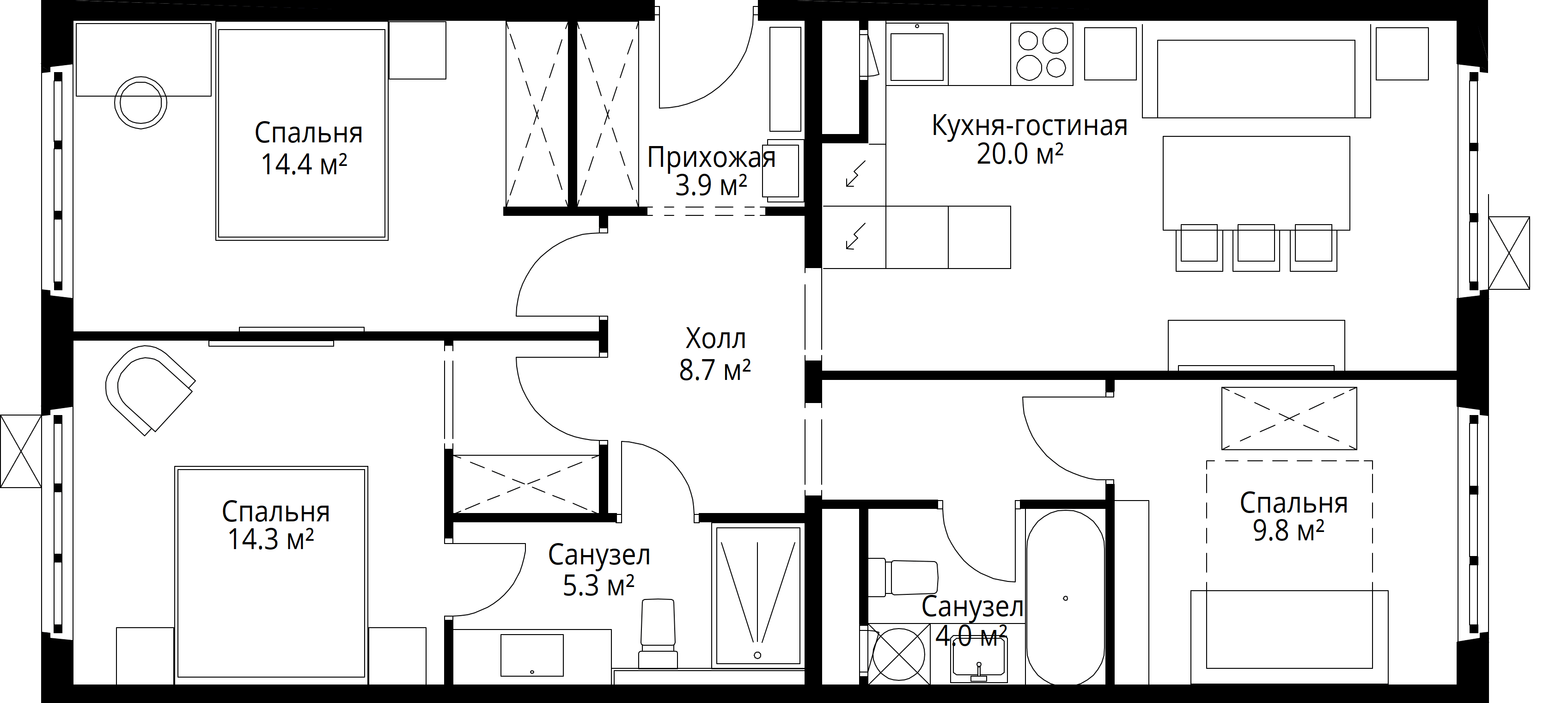 3-комнатная, 80,4 м² — 19 425 598 ₽