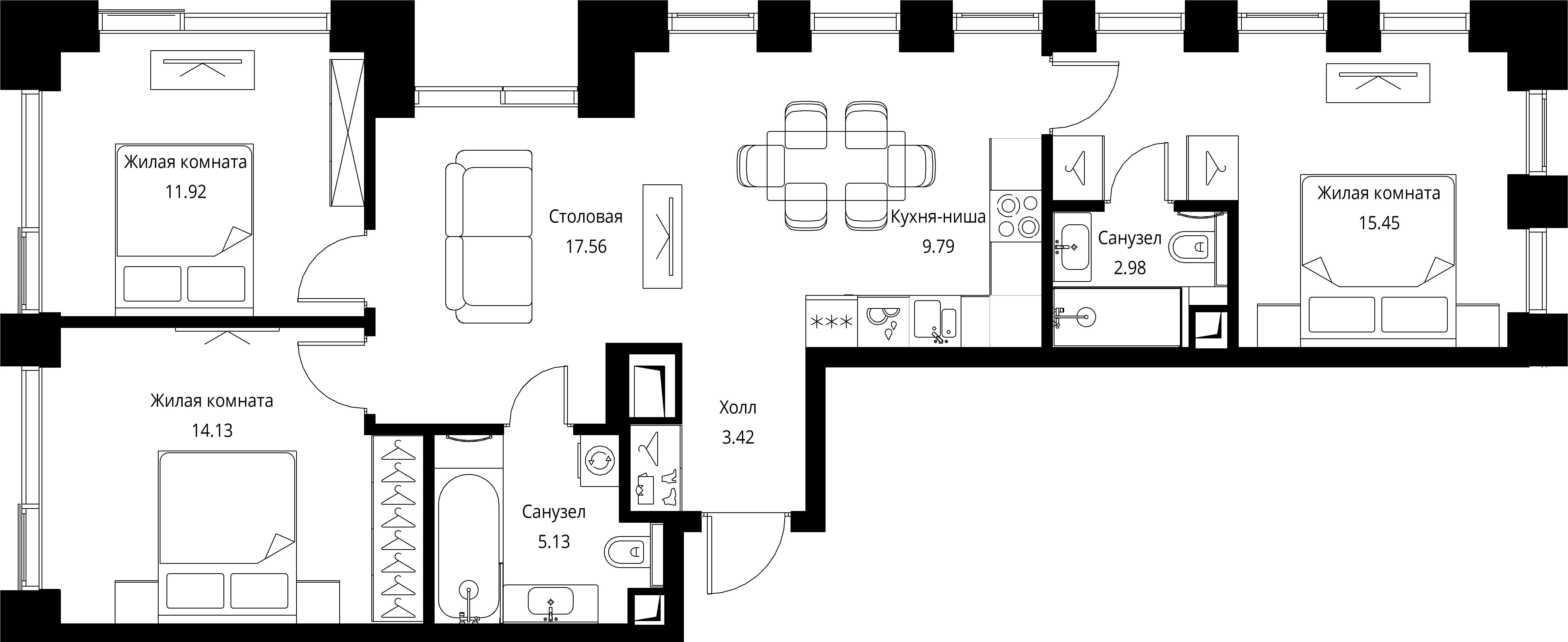 3-комнатная, 80,38 м² — 31 483 961 ₽