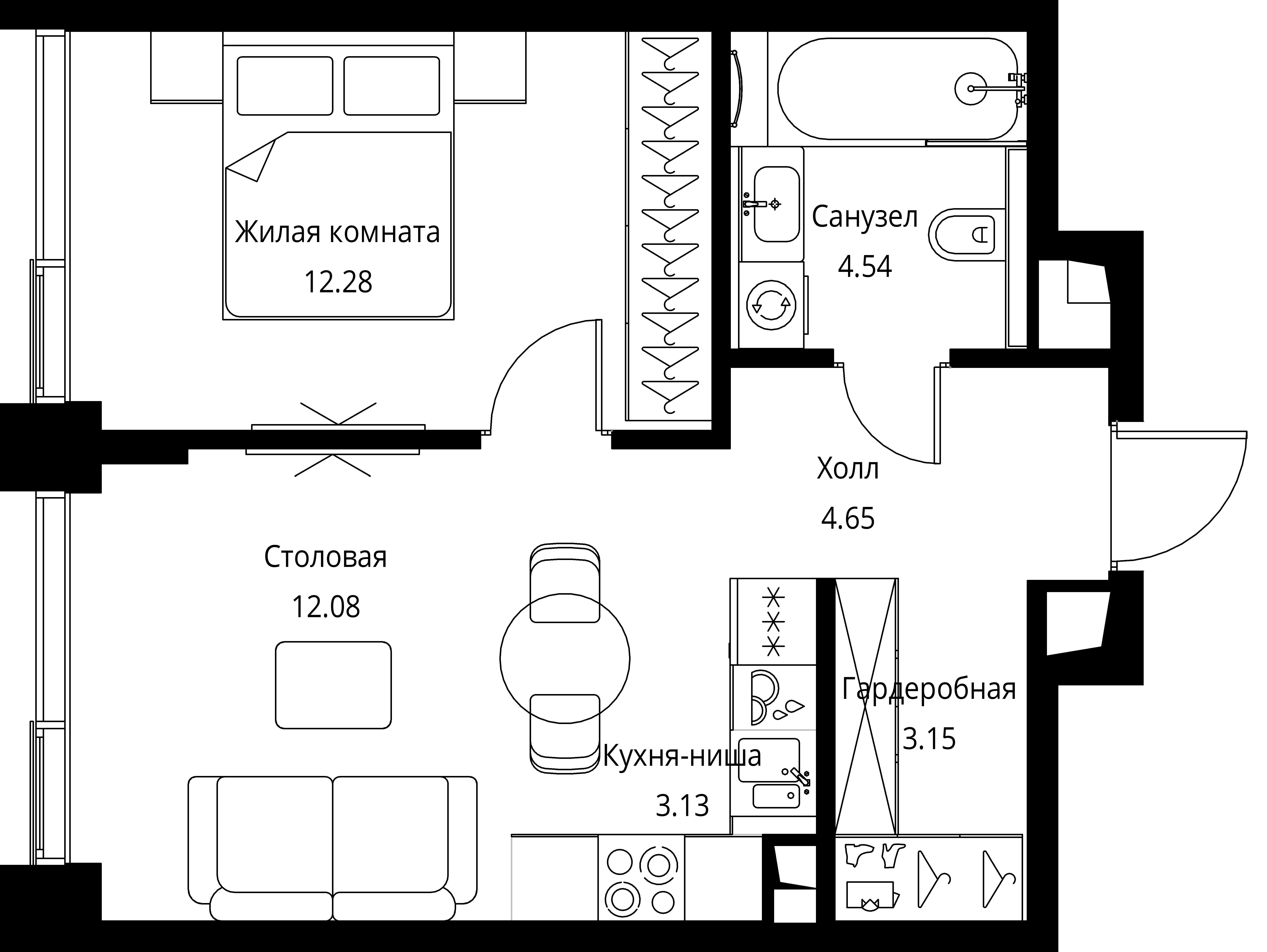 1-комнатная, 39,83 м² — 19 921 109 ₽