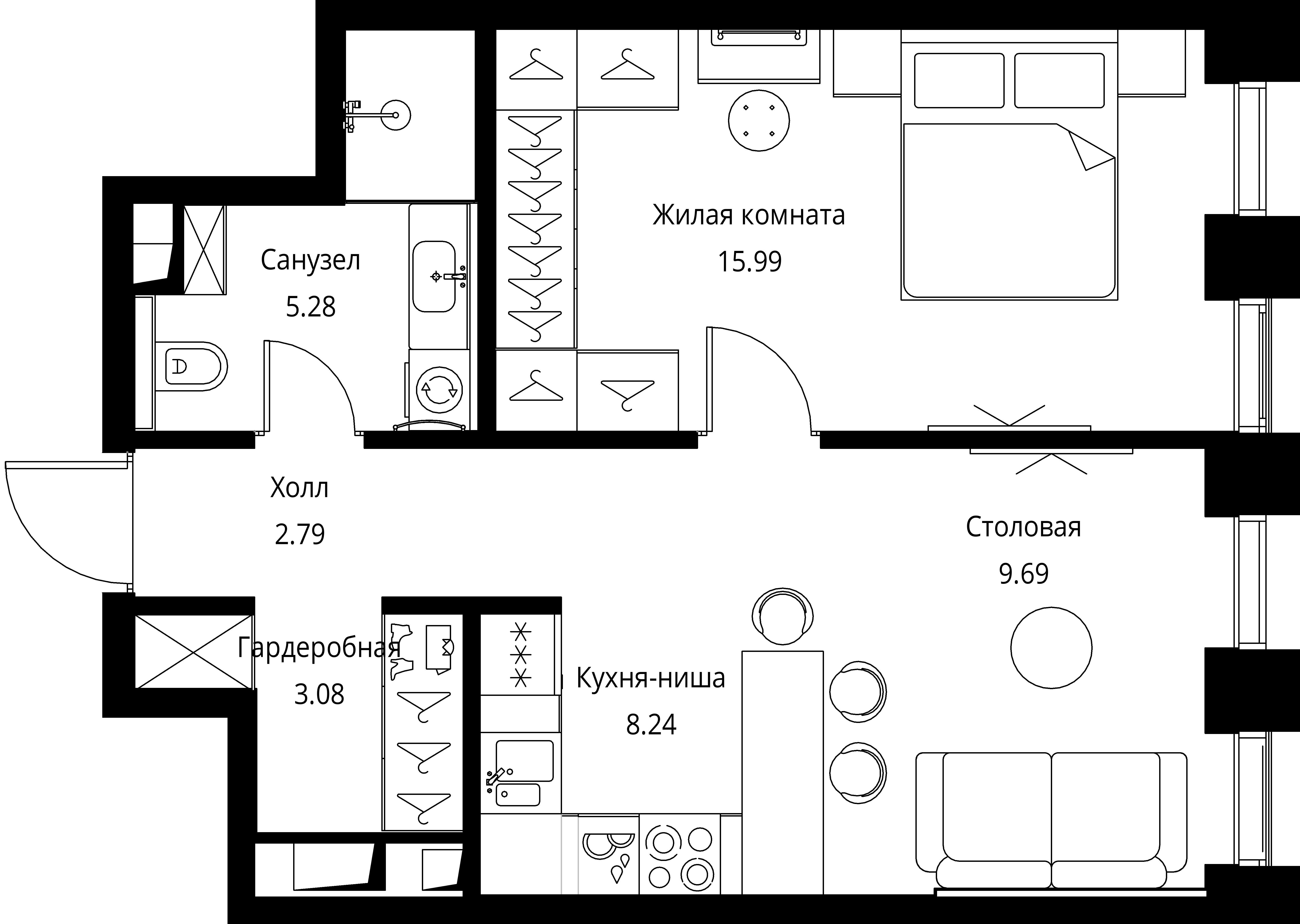1-комнатная, 45,07 м² — 21 753 125 ₽