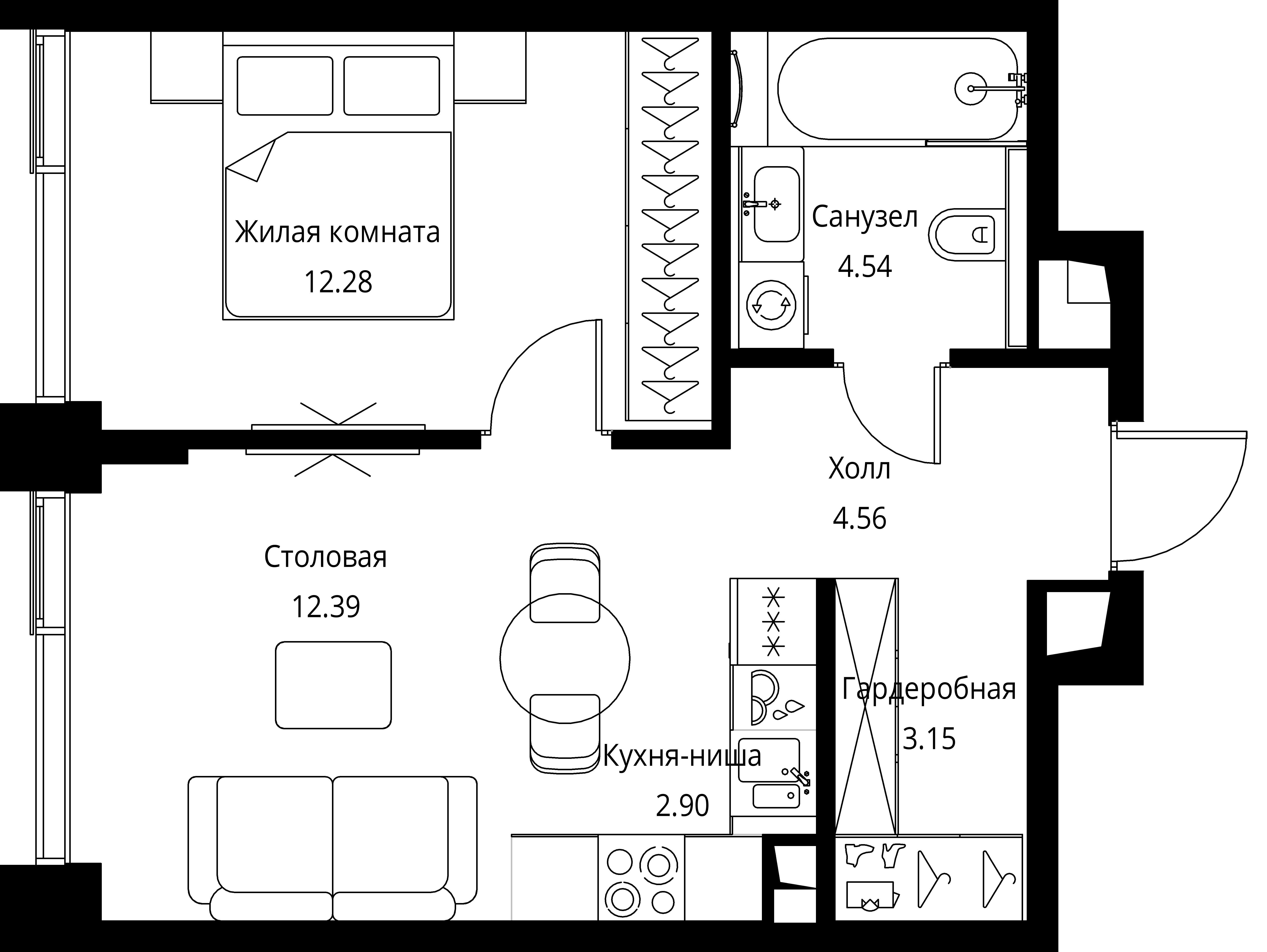 1-комнатная, 39,82 м² — 20 321 041 ₽
