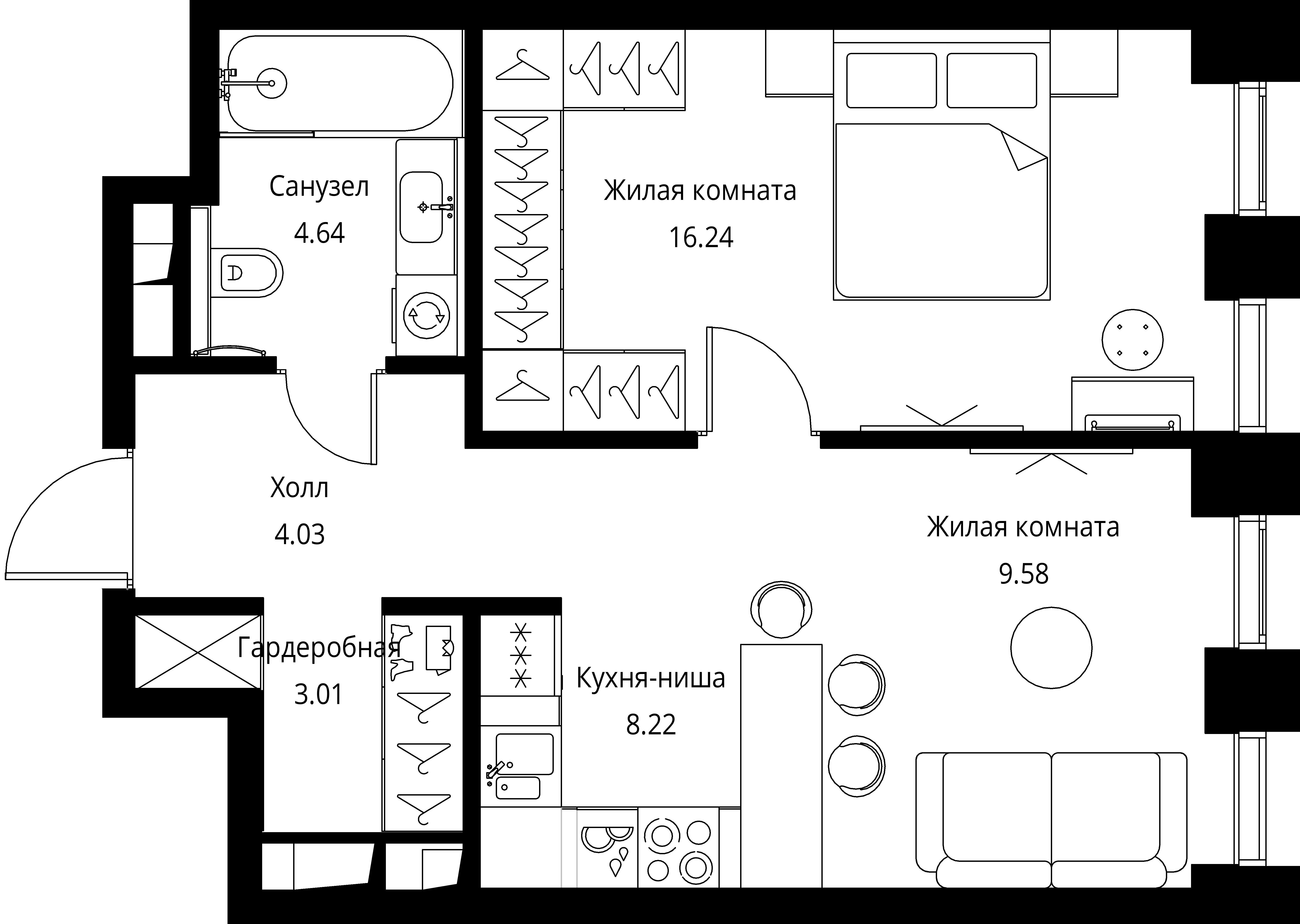 1-комнатная, 45,72 м² — 21 291 497 ₽