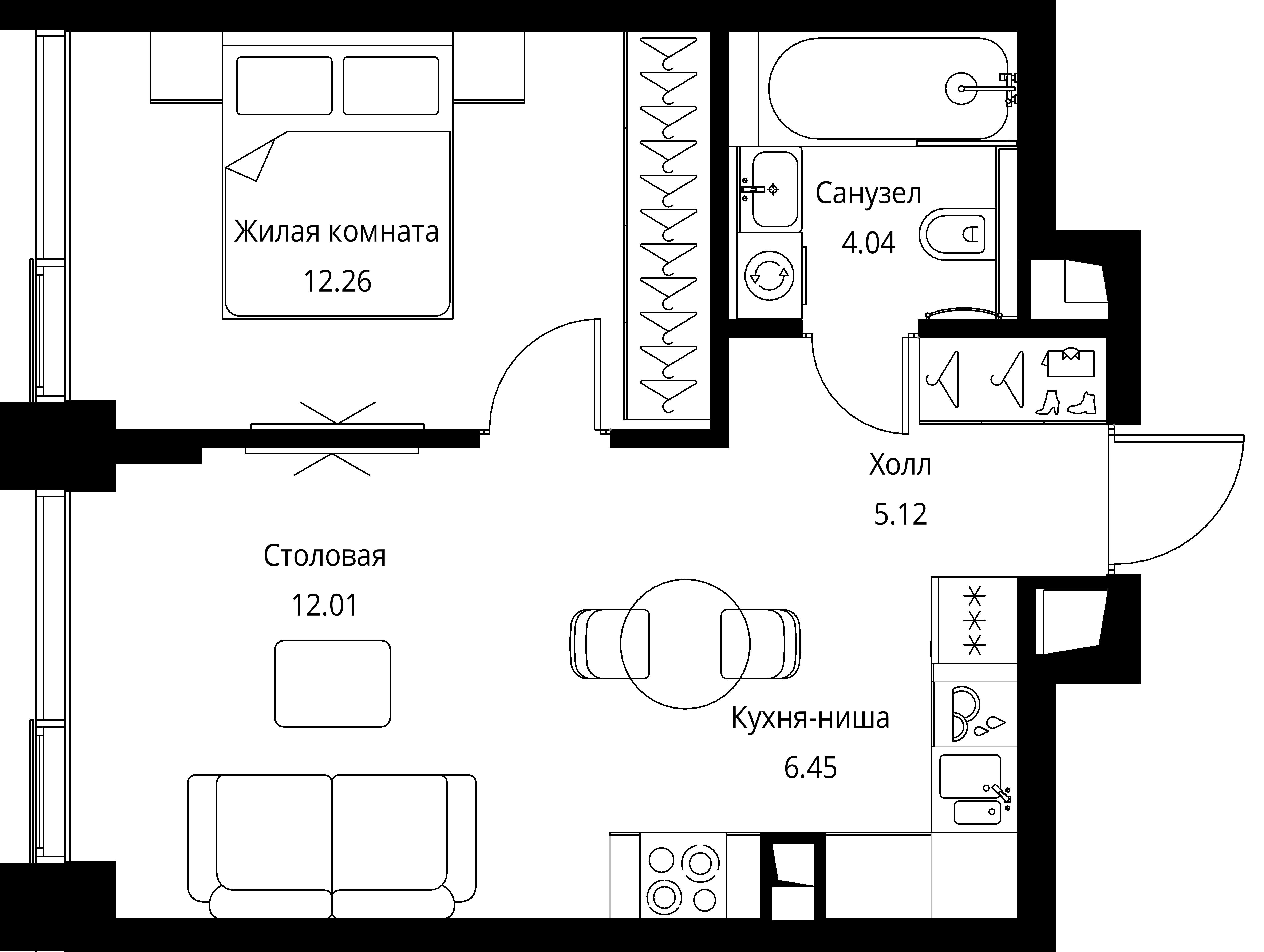 1-комнатная, 39,88 м² — 20 240 324 ₽