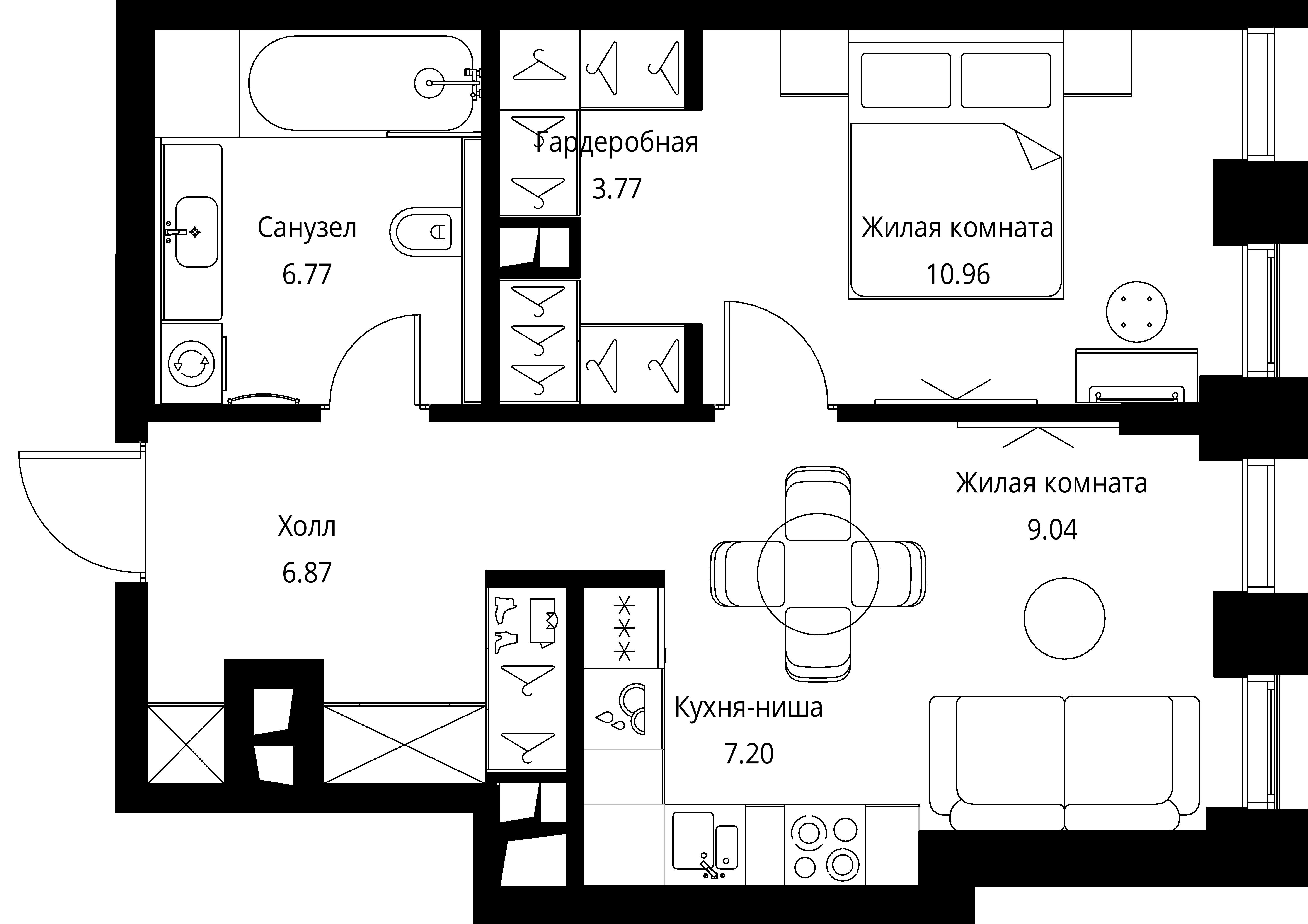 1-комнатная, 44,61 м² — 20 679 344 ₽