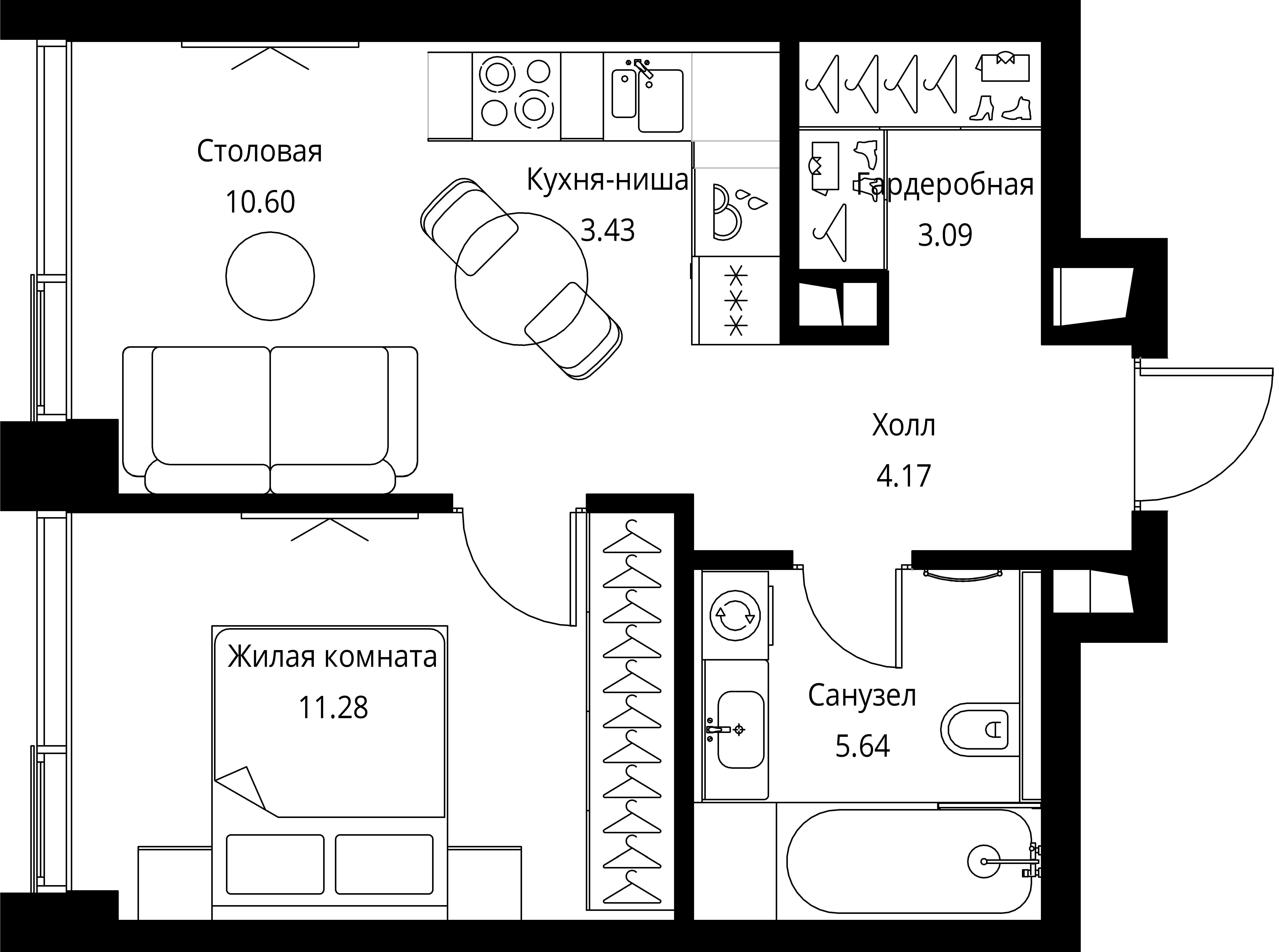 1-комнатная, 38,21 м² — 20 362 964 ₽