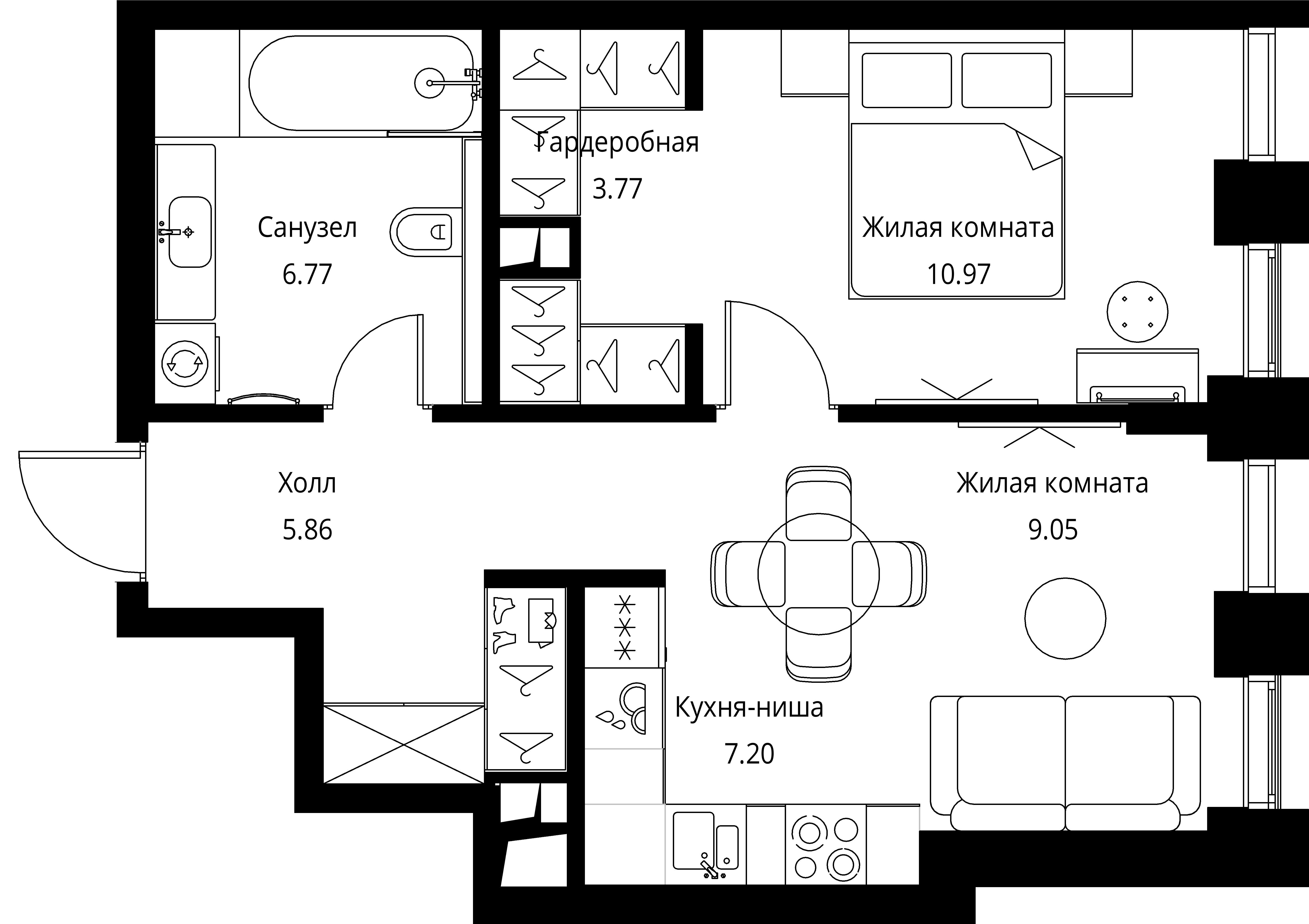 1-комнатная, 43,62 м² — 20 552 505 ₽