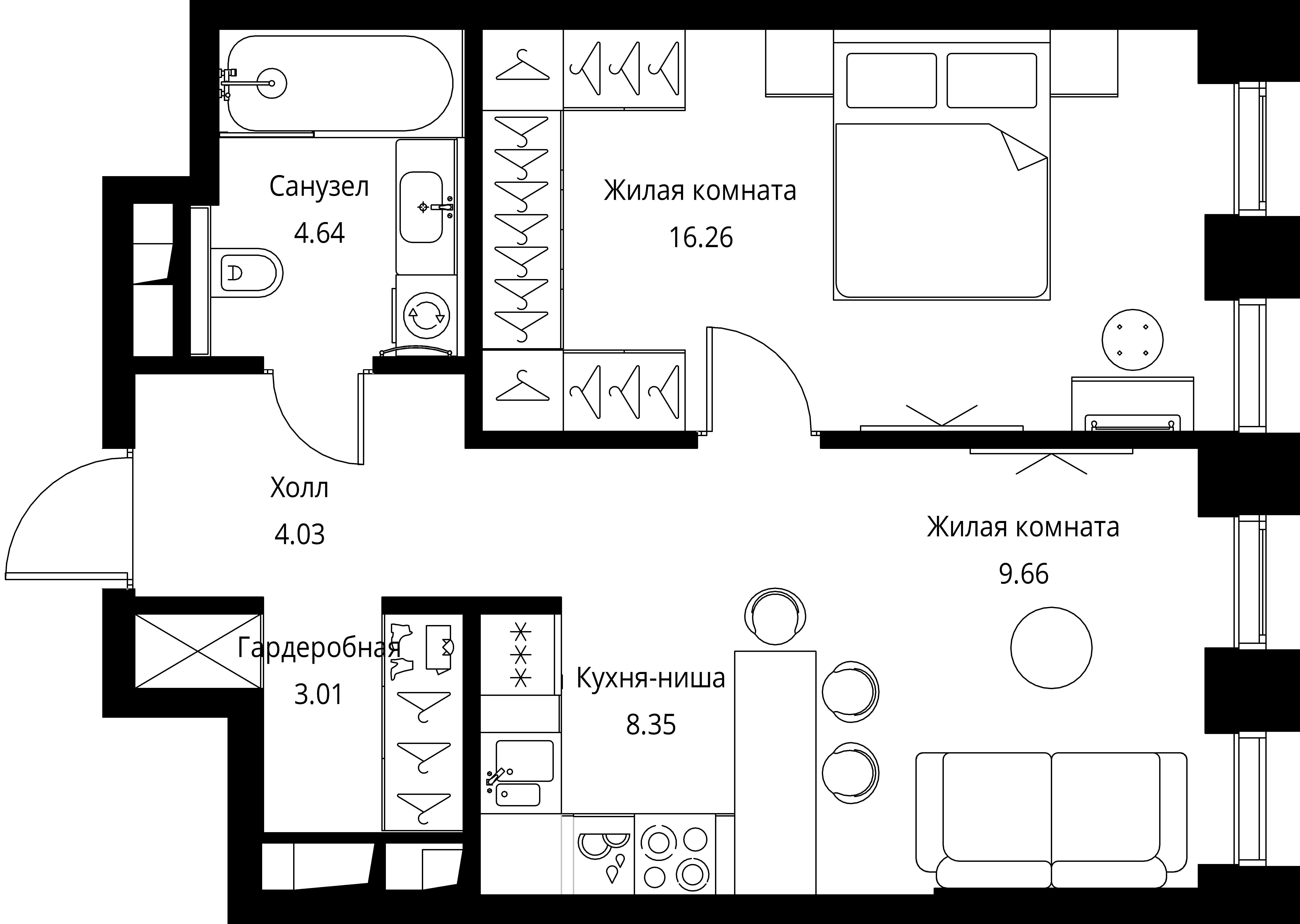 1-комнатная, 45,95 м² — 21 653 767 ₽