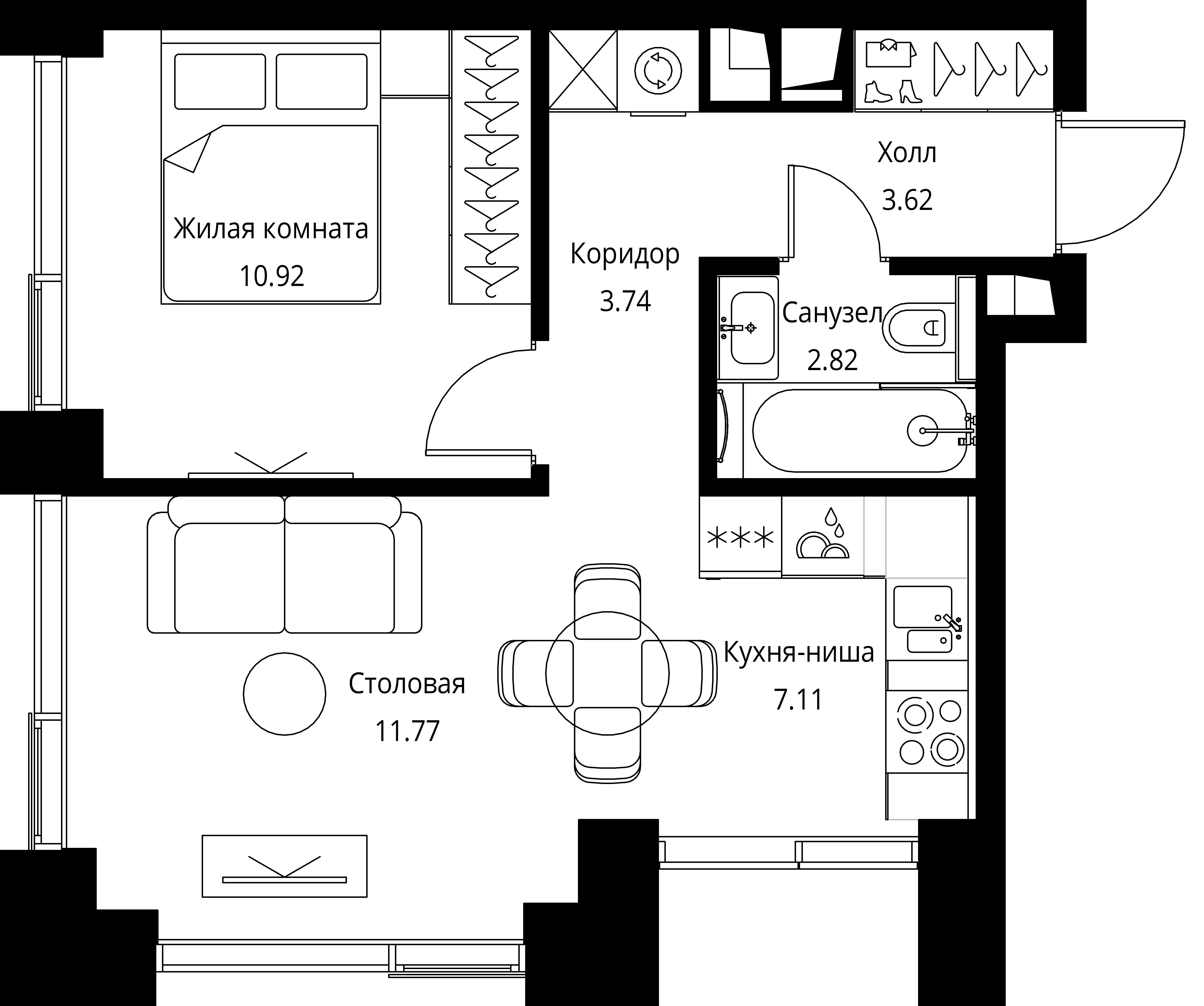 1-комнатная, 39,98 м² — 20 898 849 ₽