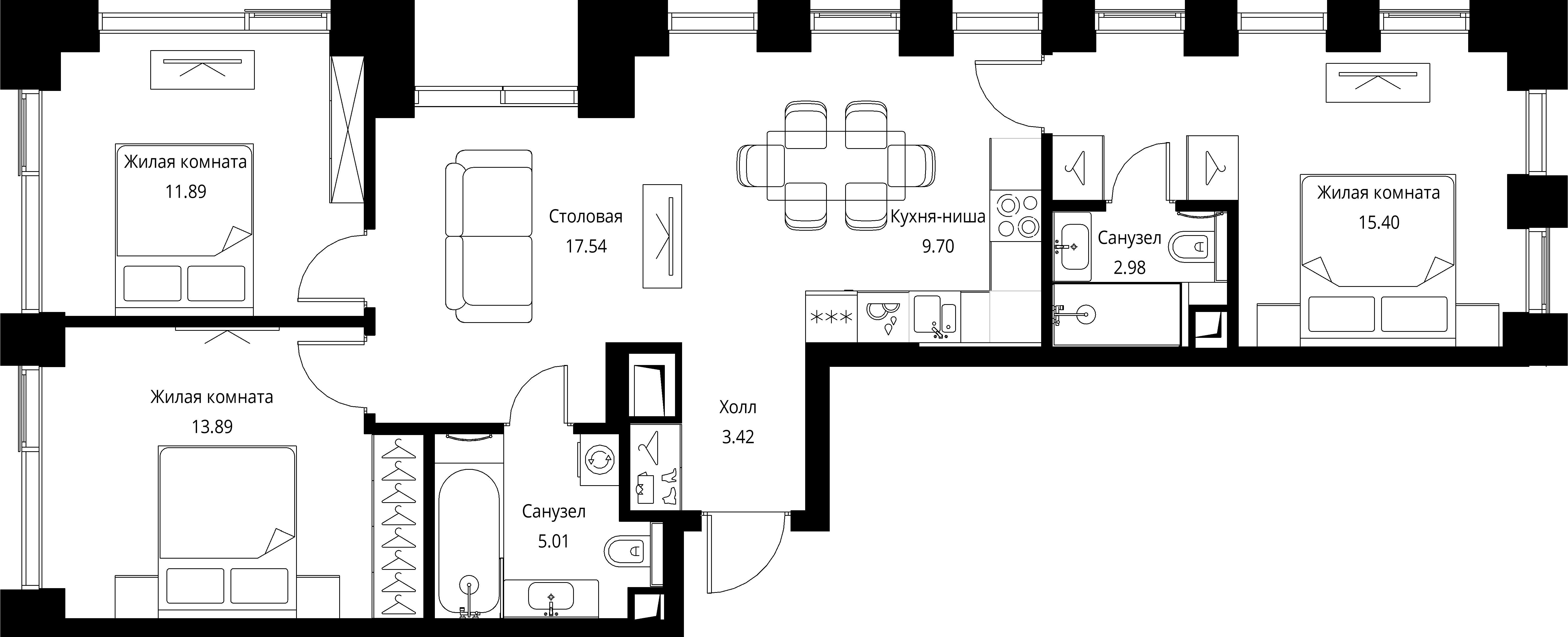 3-комнатная, 79,83 м² — 30 992 496 ₽