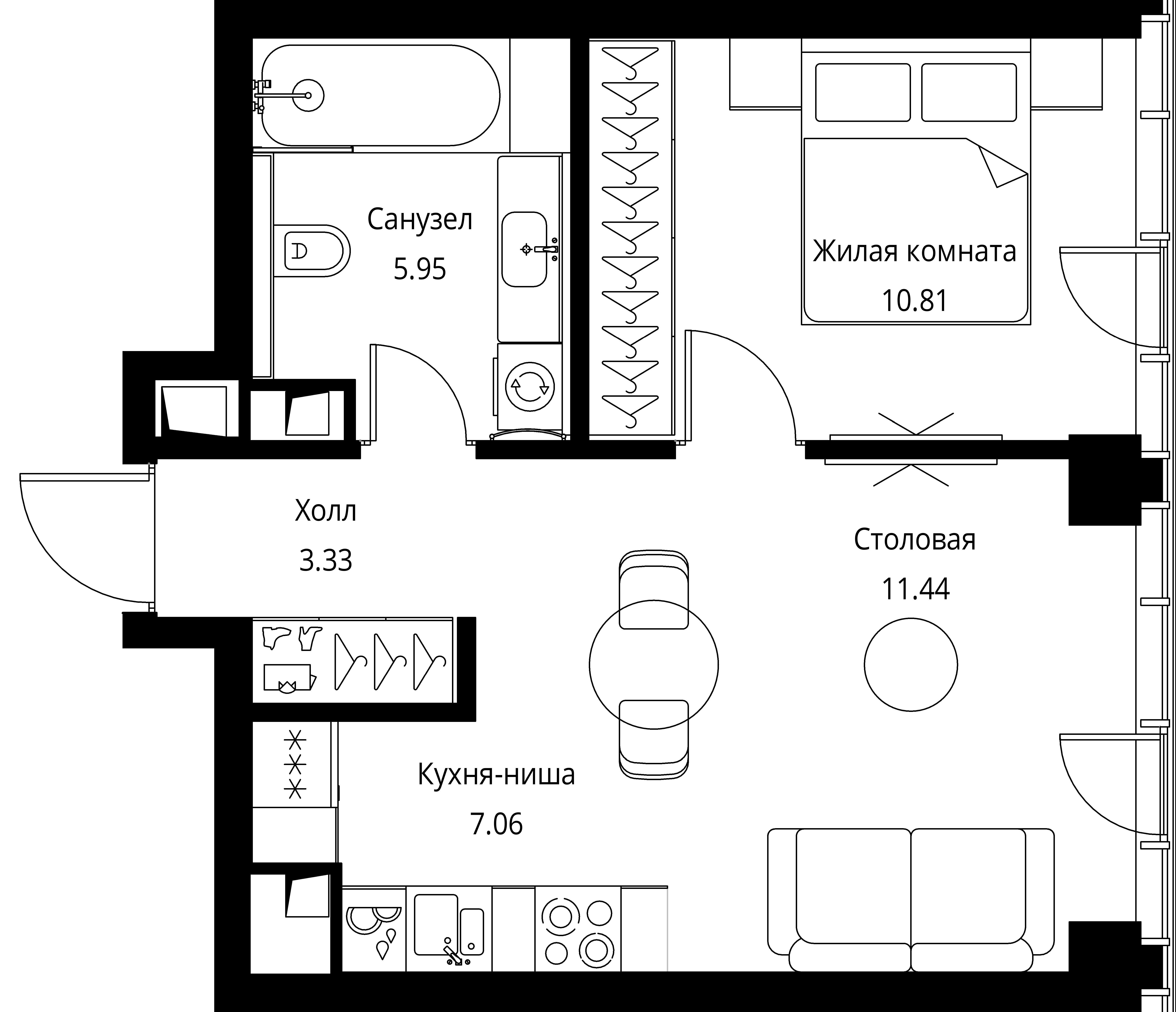 1-комнатная, 38,59 м² — 21 144 649 ₽