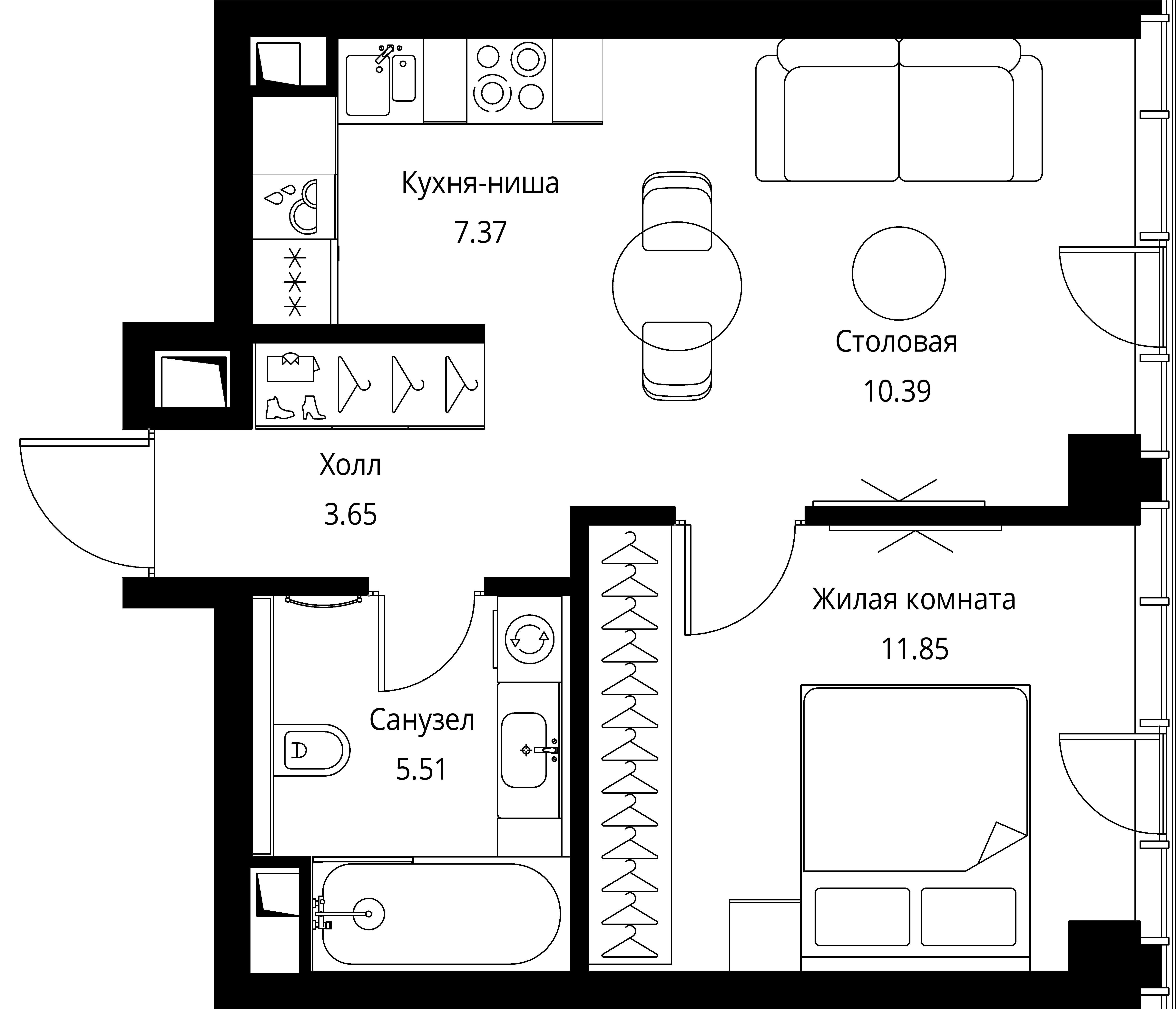 1-комнатная, 38,77 м² — 20 783 596 ₽