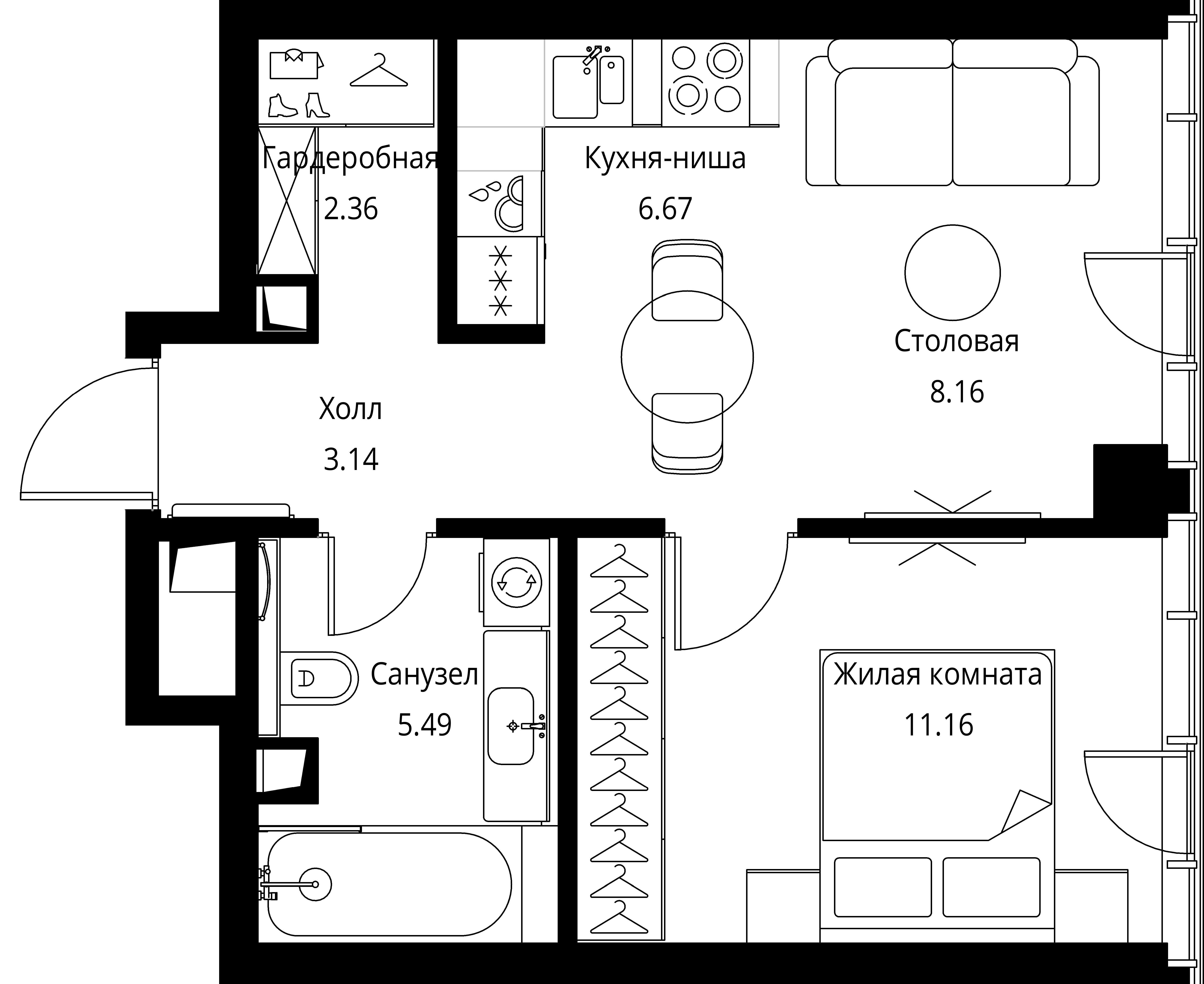 1-комнатная, 36,98 м² — 20 578 759 ₽