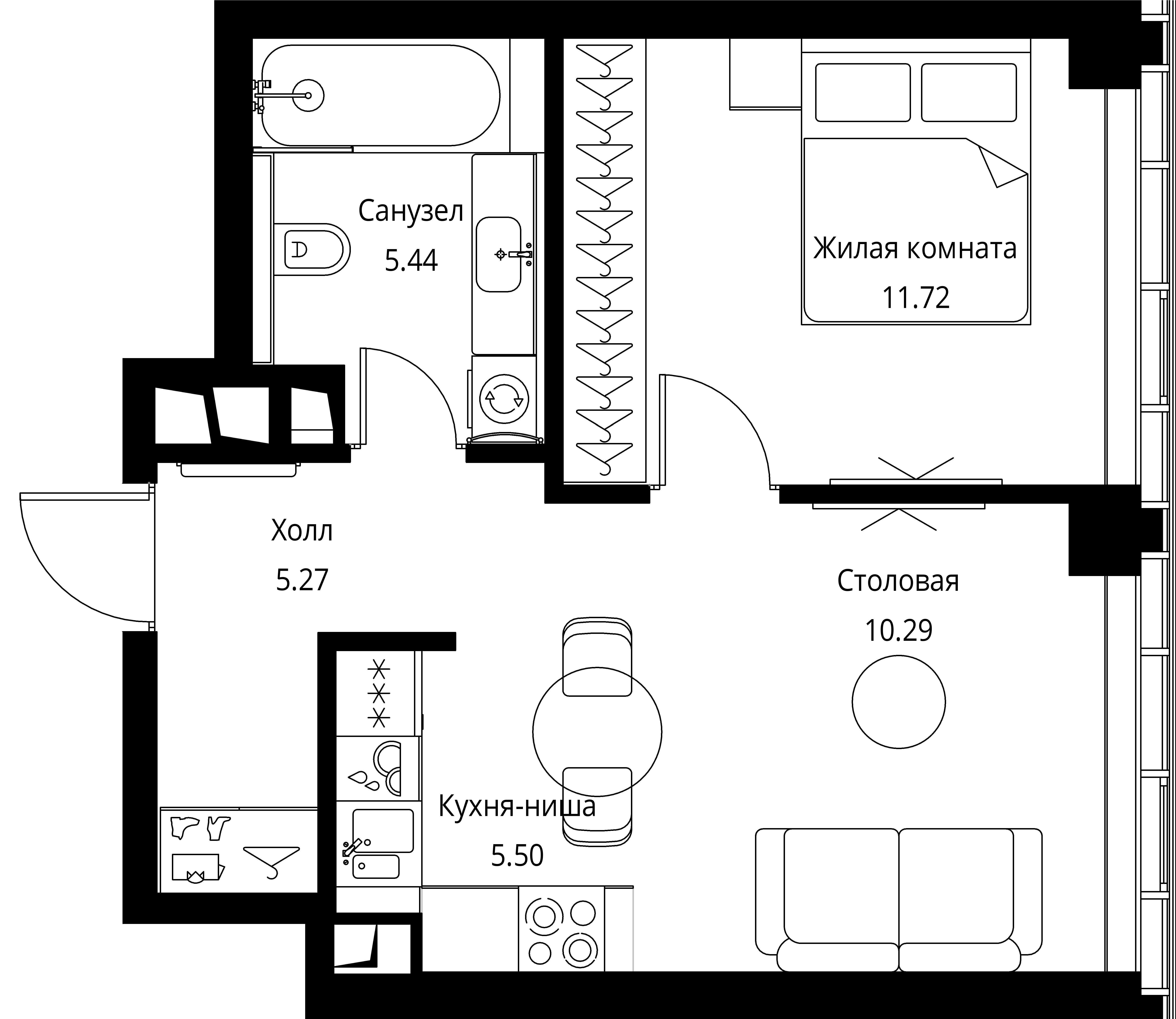 1-комнатная, 38,22 м² — 21 997 624 ₽