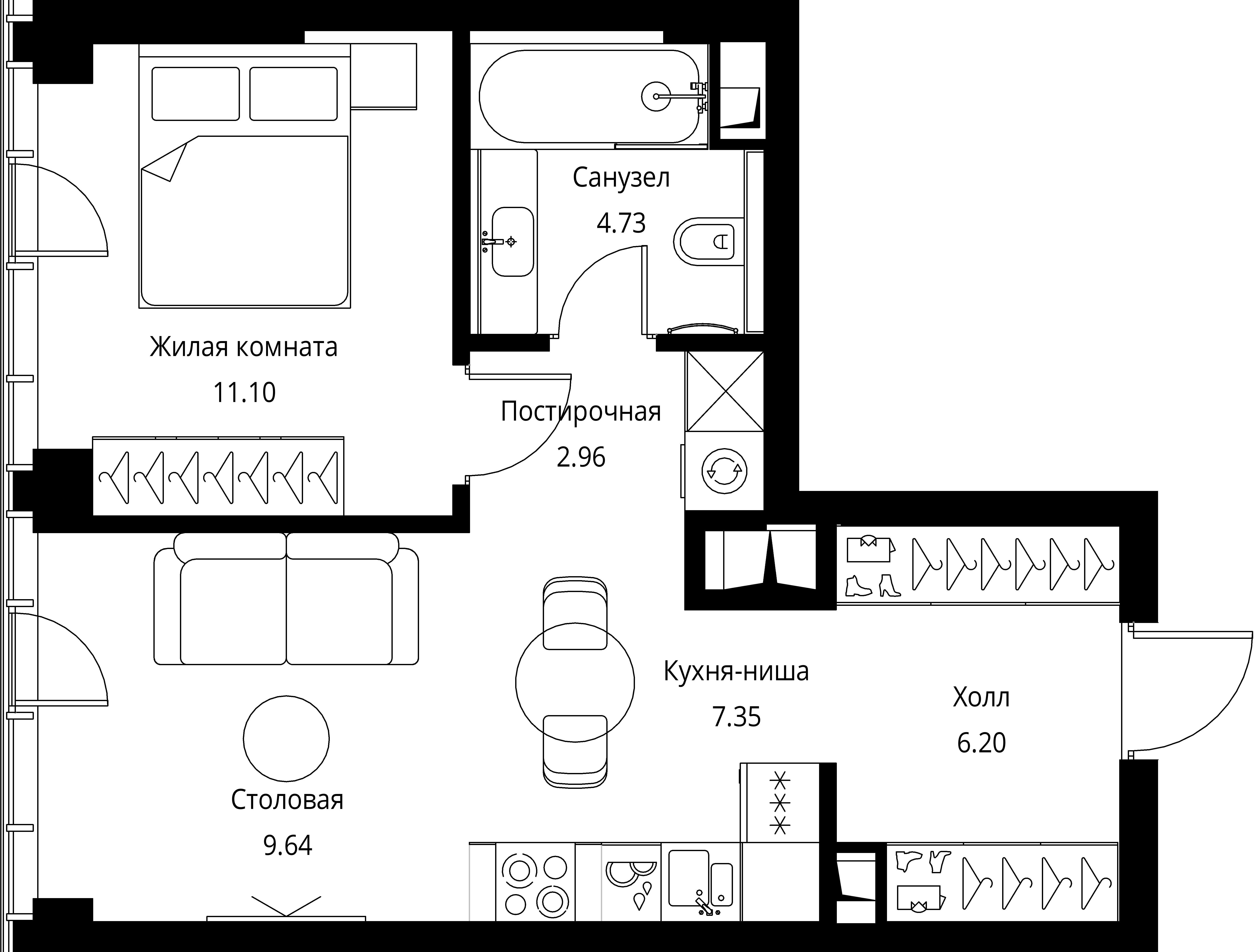 1-комнатная, 41,98 м² — 23 143 175 ₽