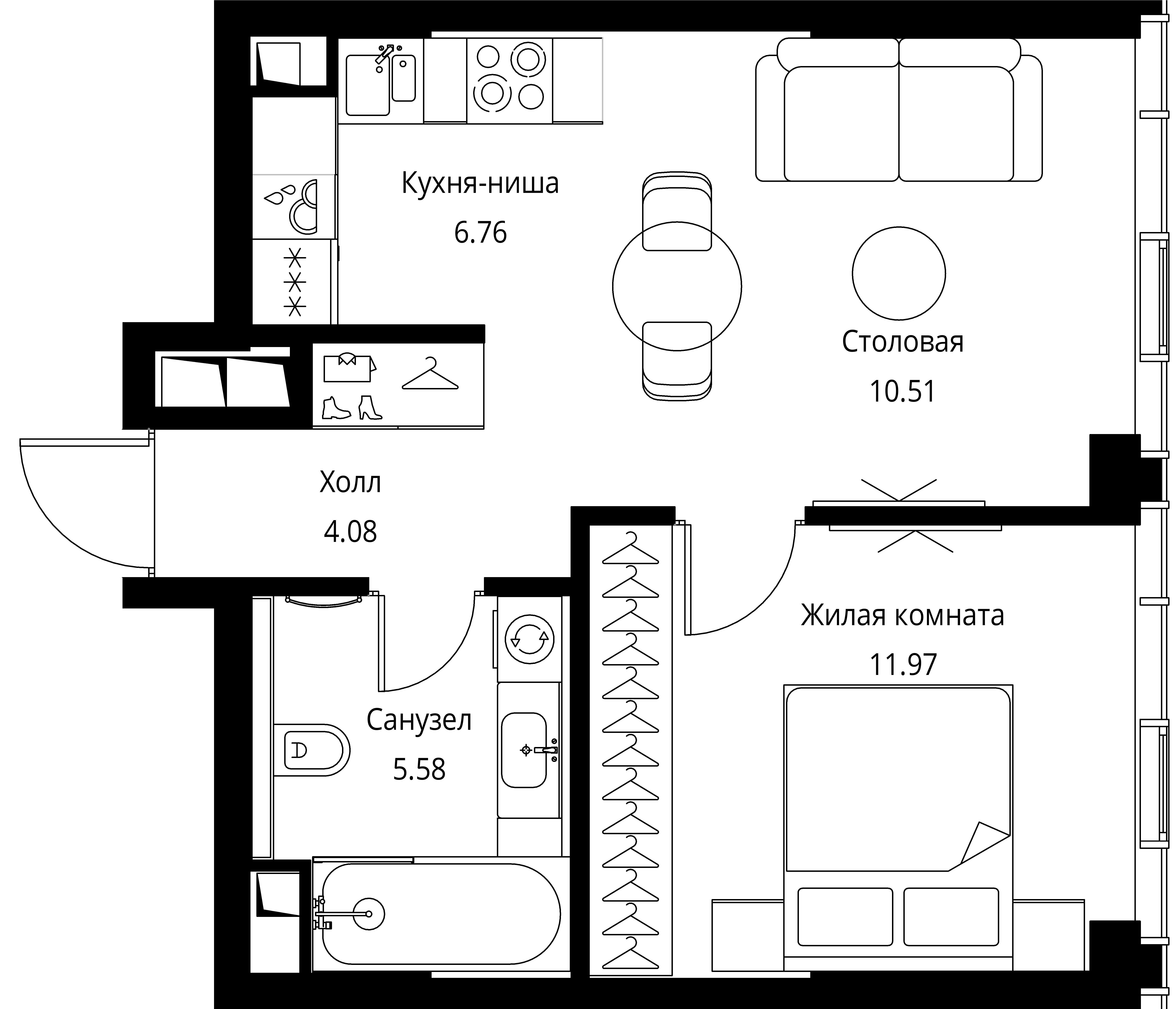 1-комнатная, 38,91 м² — 22 416 117 ₽