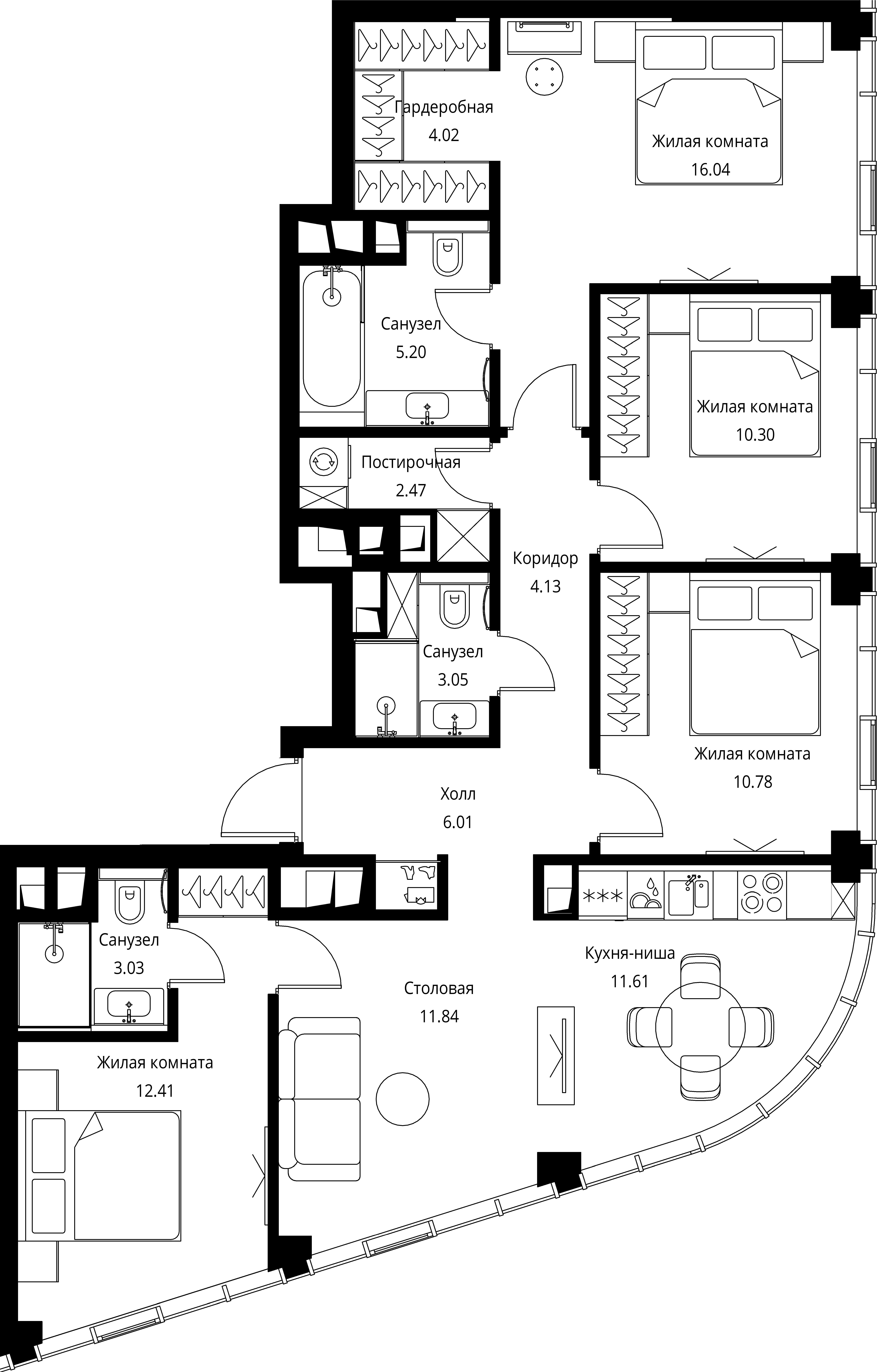 4-комнатная, 100,89 м² — 47 130 803 ₽