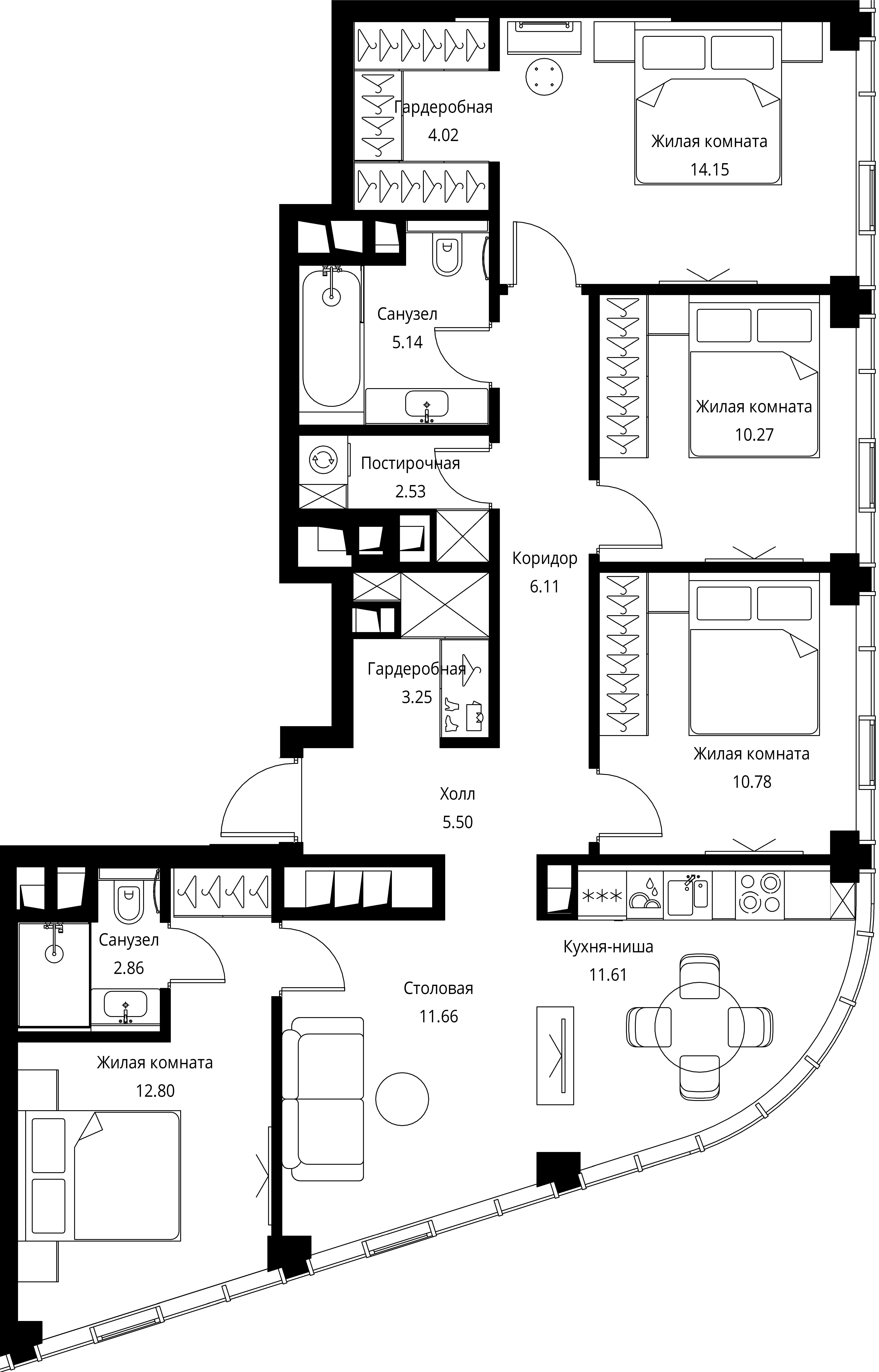 4-комнатная, 100,68 м² — 47 334 621 ₽