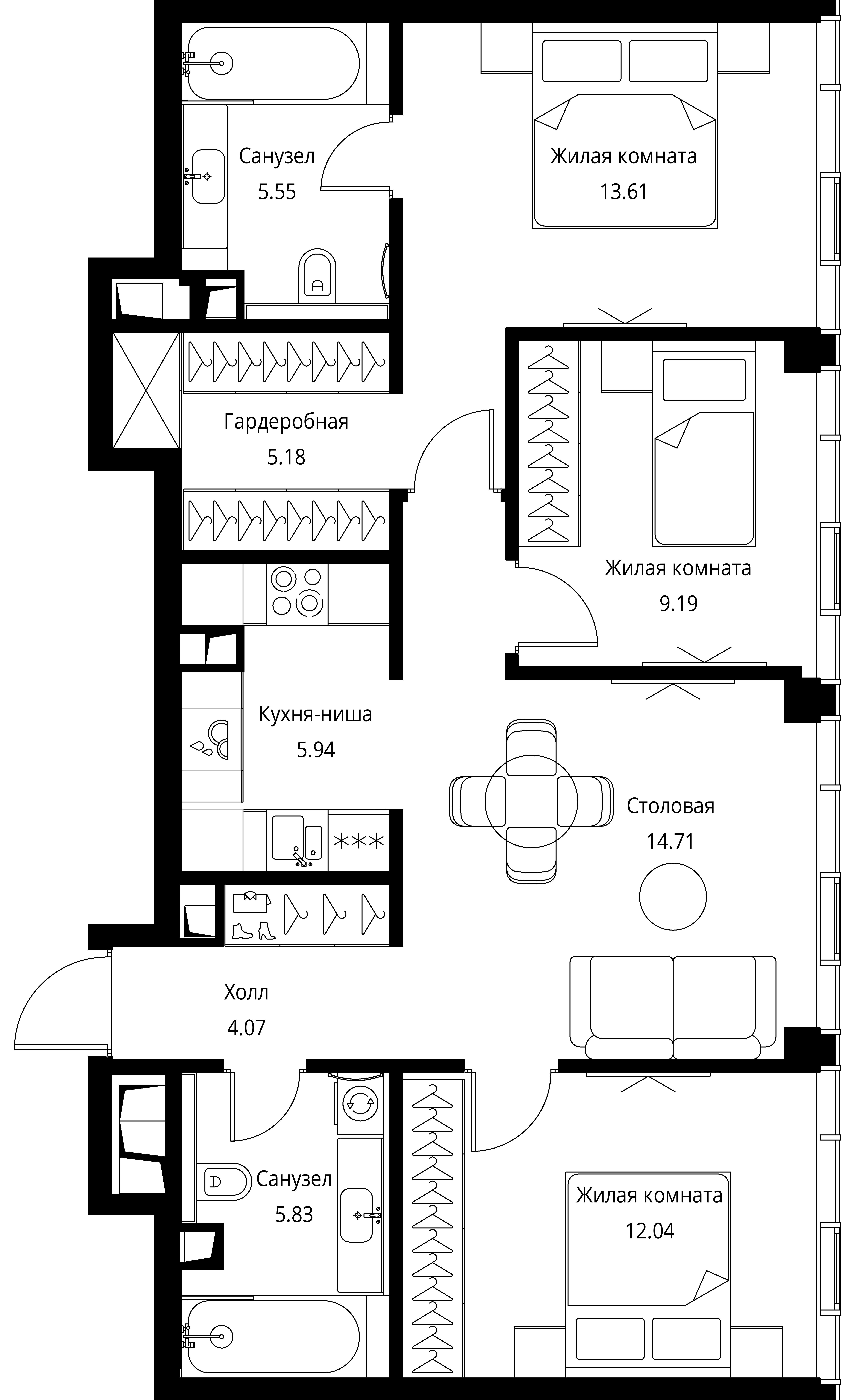 3-комнатная, 77,84 м² — 38 058 342 ₽