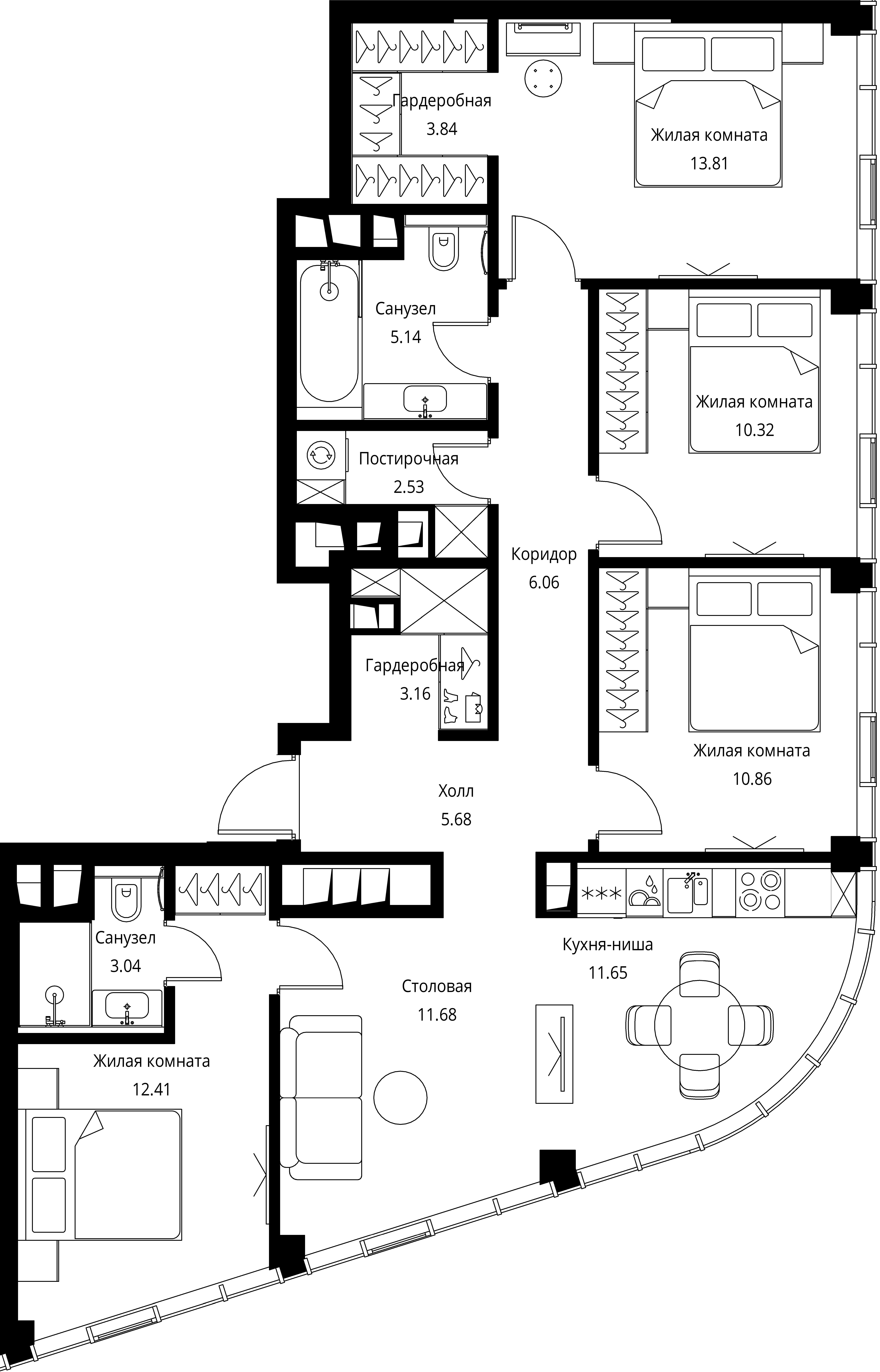 4-комнатная, 100,18 м² — 48 586 859 ₽