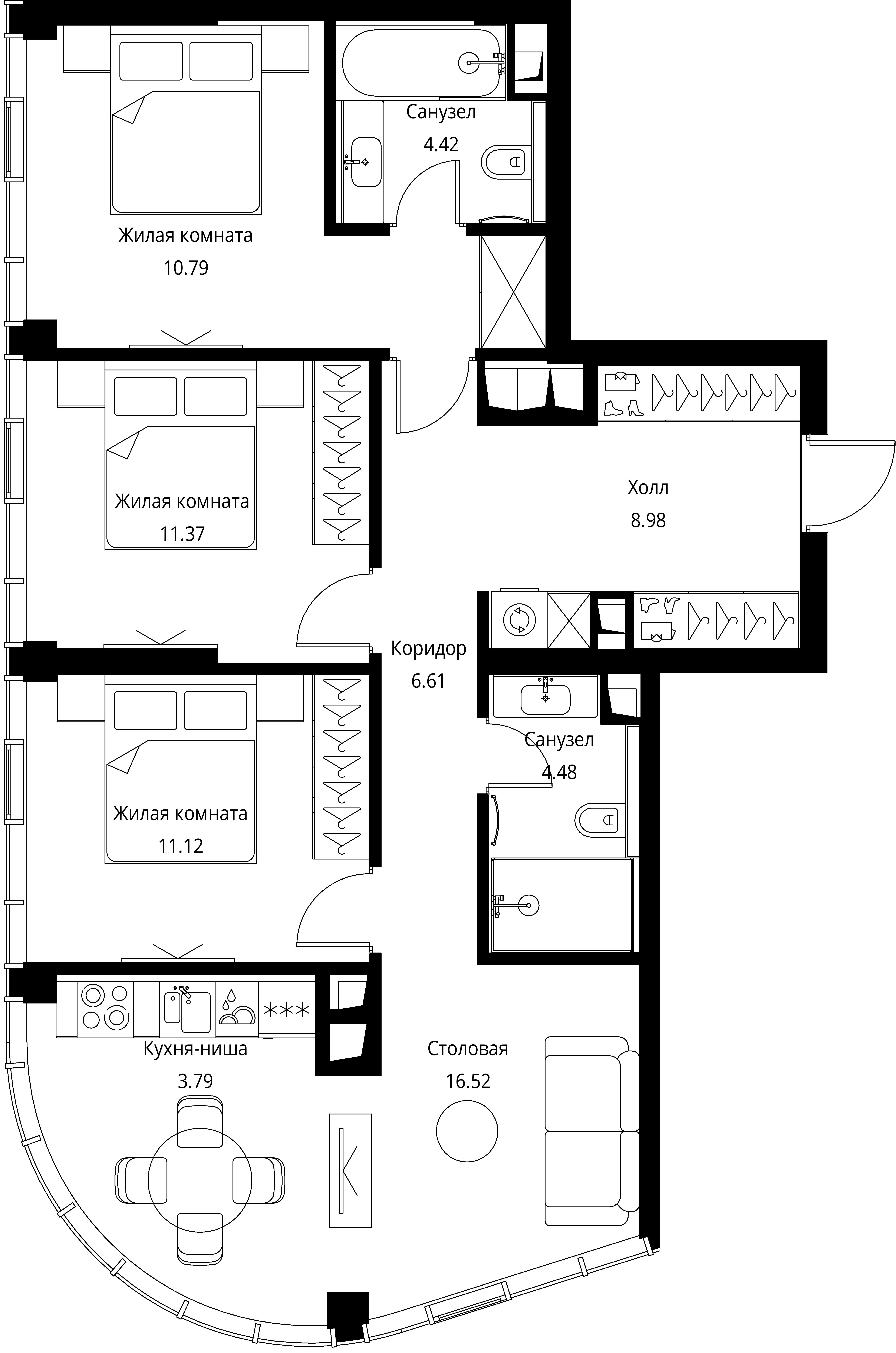 3-комнатная, 80,89 м² — 43 360 712 ₽
