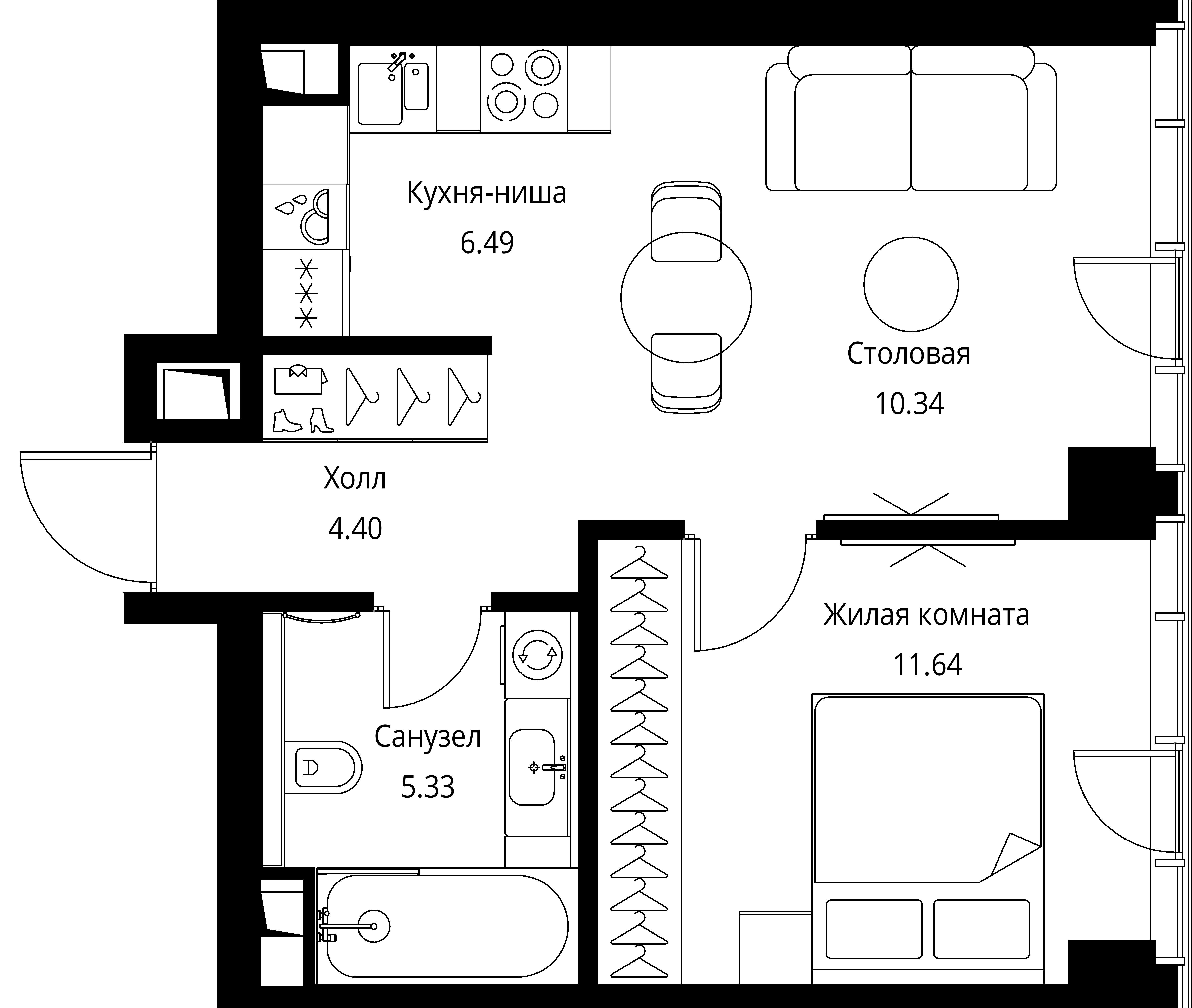 1-комнатная, 38,2 м² — 20 268 075 ₽