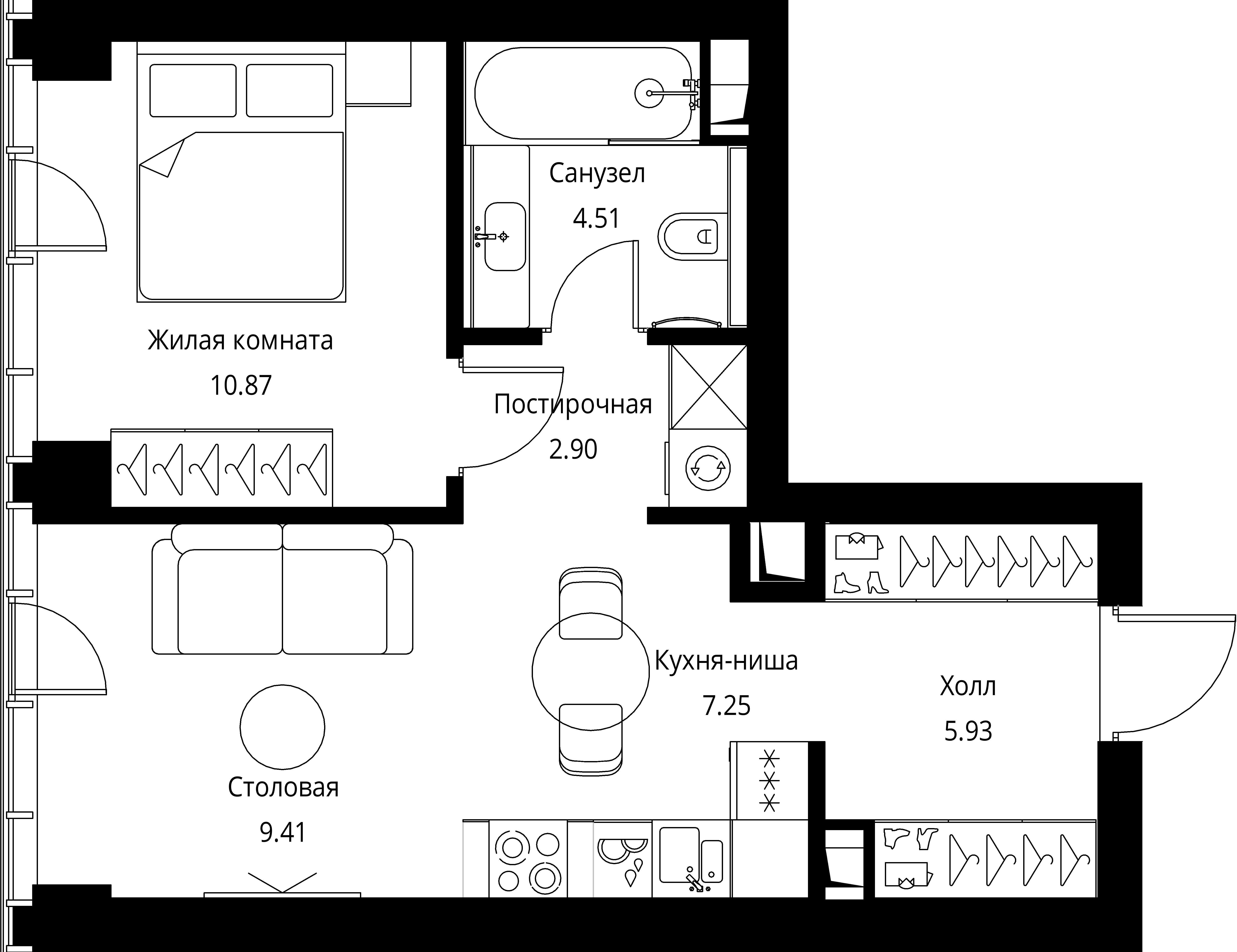 1-комнатная, 40,87 м² — 20 735 496 ₽