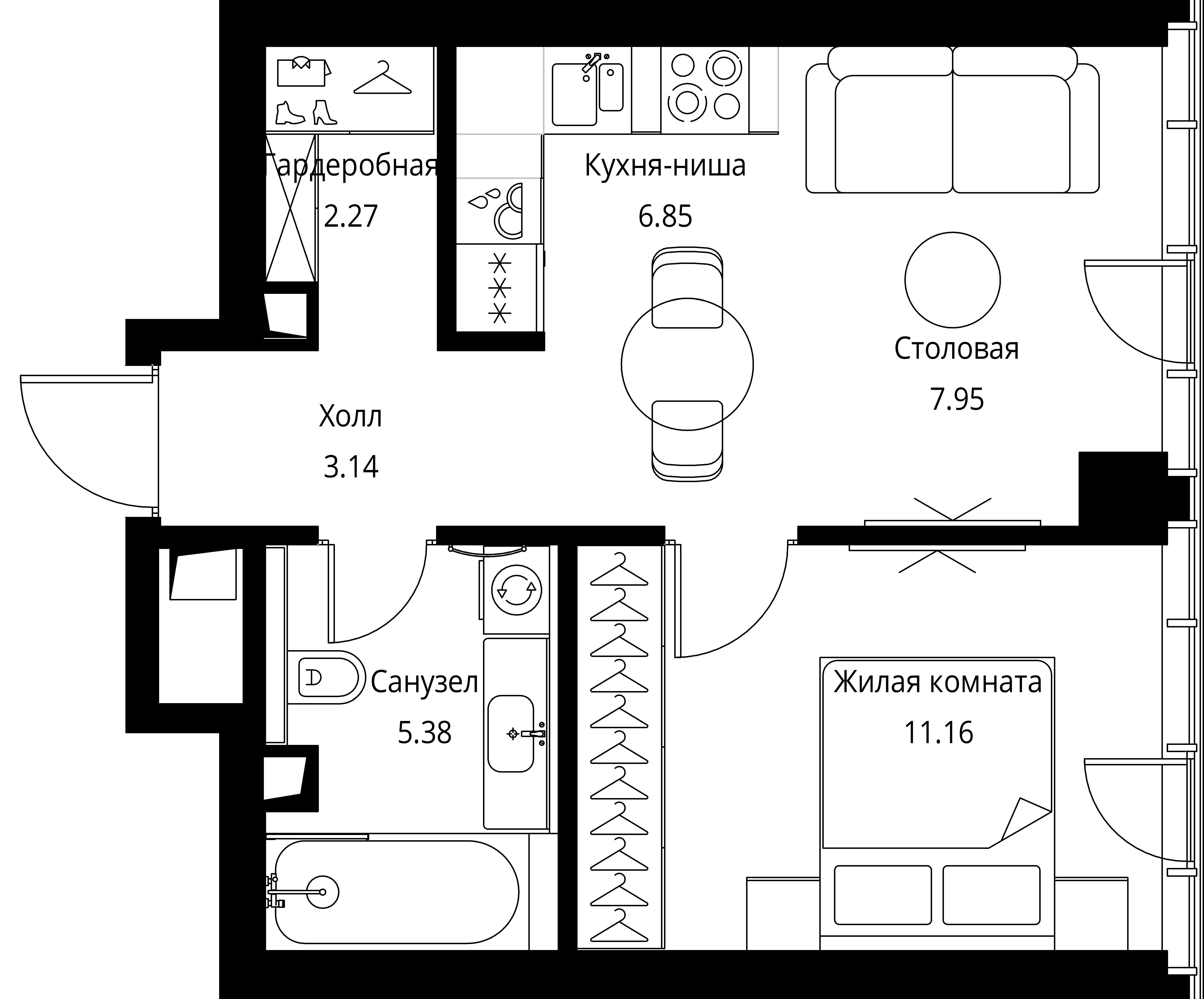 1-комнатная, 36,75 м² — 20 158 881 ₽