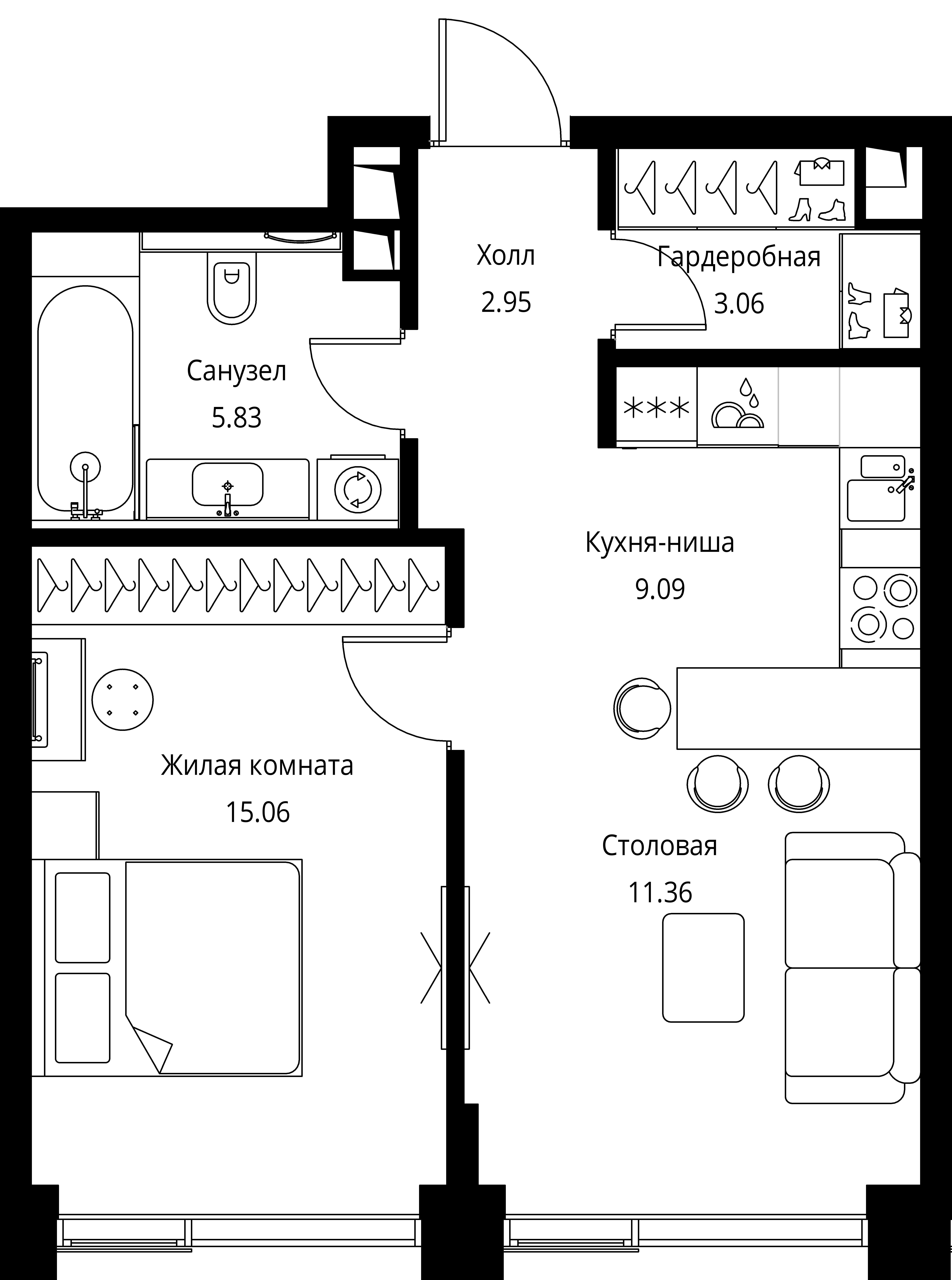 1-комнатная, 47,35 м² — 24 496 977 ₽
