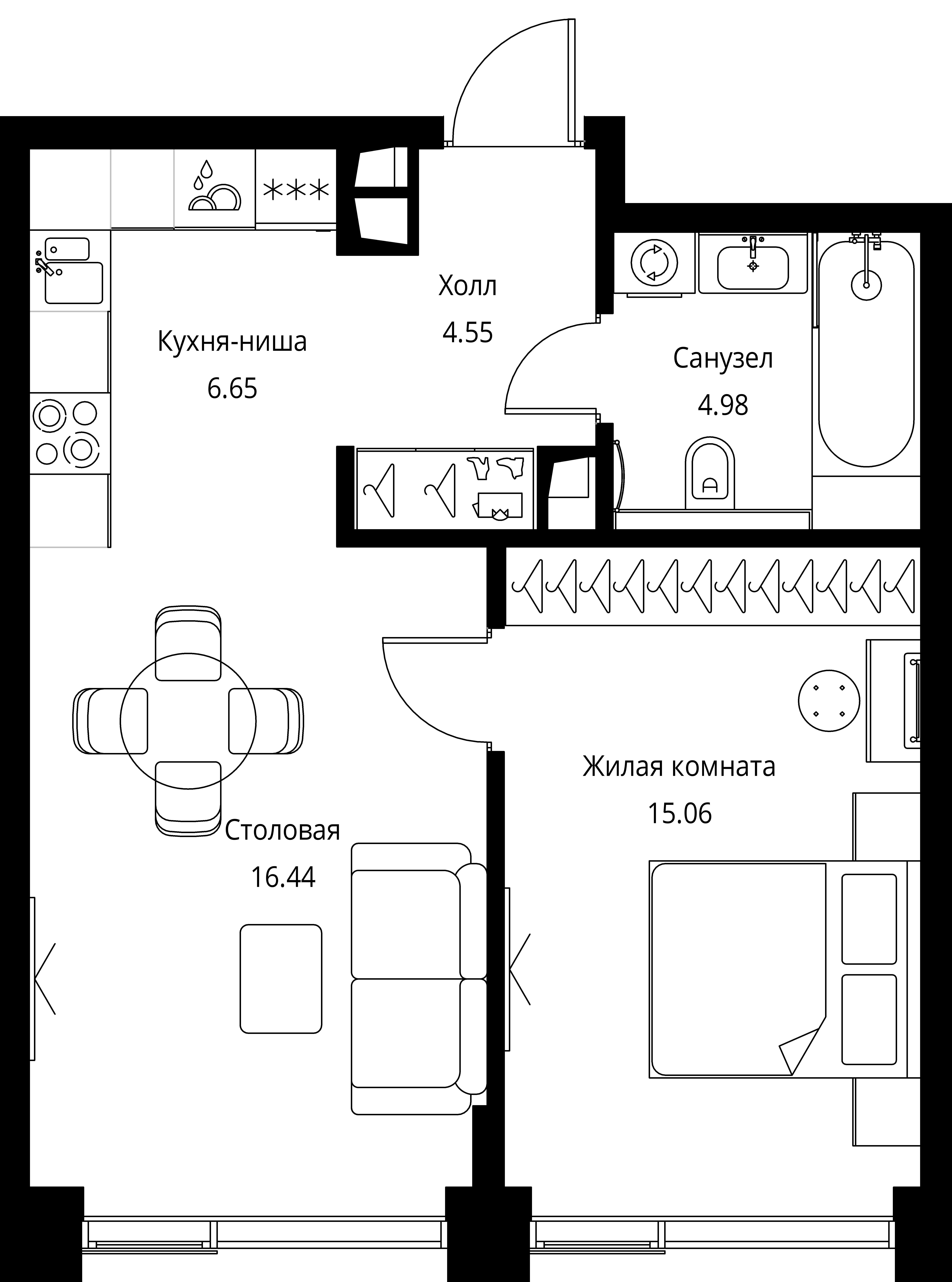 1-комнатная, 47,68 м² — 24 296 688 ₽