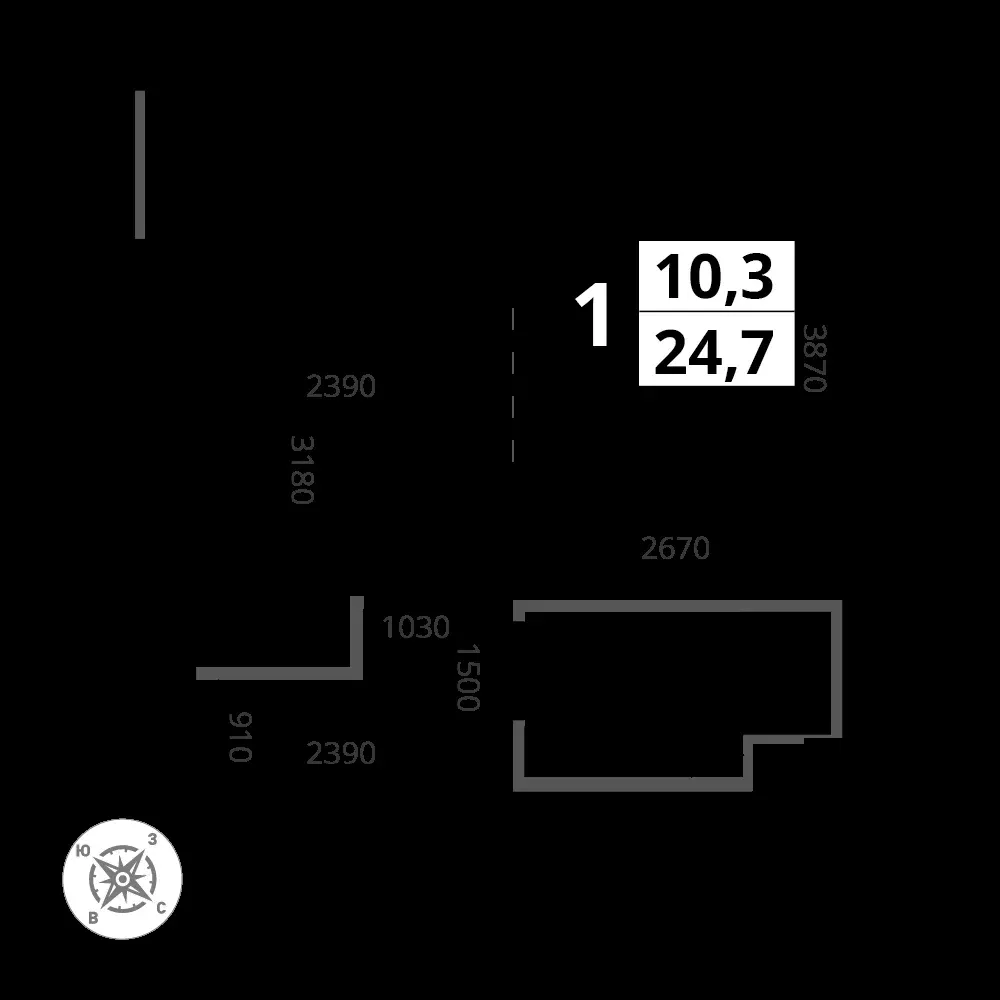 1-комнатная, 25,2 м² — 9 806 933 ₽