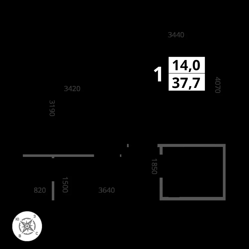 1-комнатная, 38 м² — 11 684 464 ₽