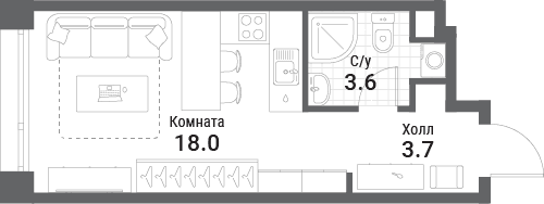 Студия, 25,3 м² — 16 667 554 ₽