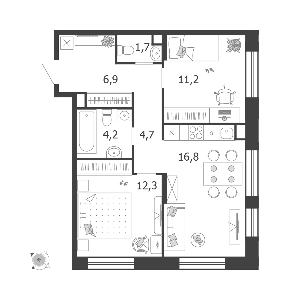2-комнатная, 58,7 м² — 41 846 804 ₽
