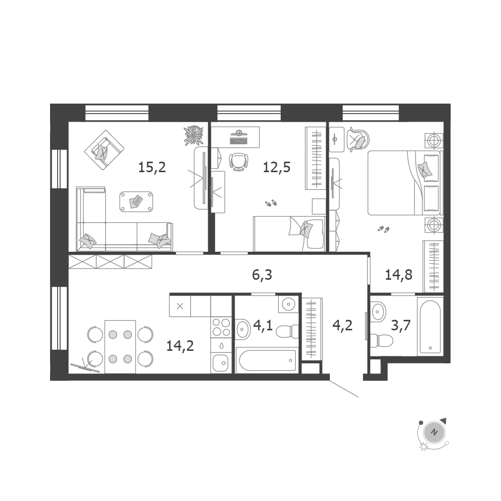 3-комнатная, 75 м² — 48 886 479 ₽