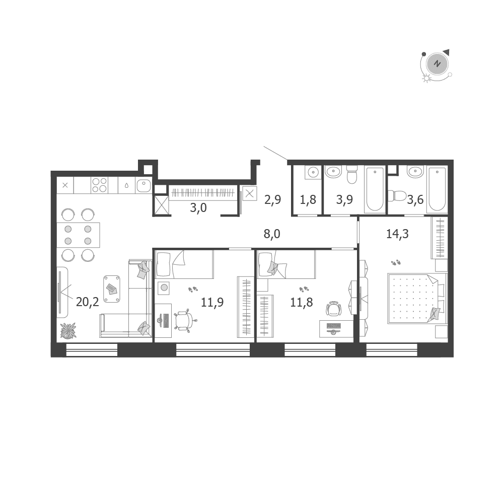 3-комнатная, 81,4 м² — 37 847 806 ₽