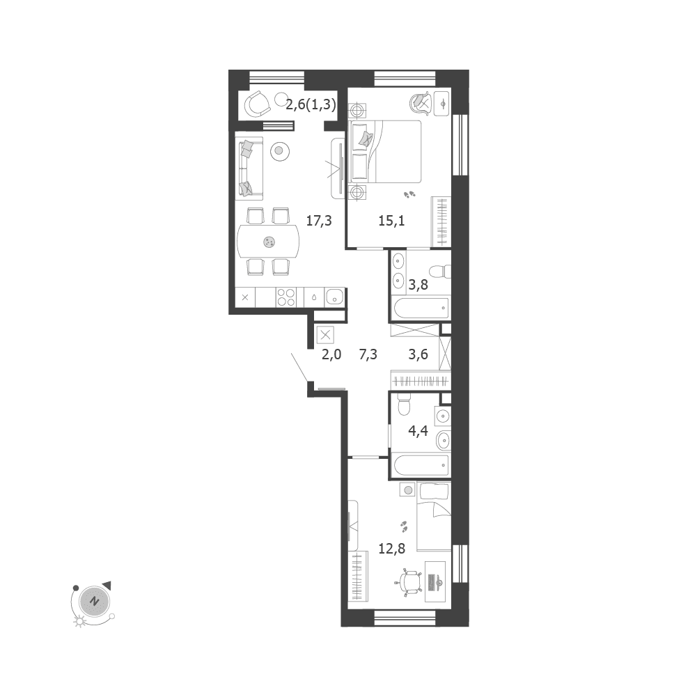 2-комнатная, 67,6 м² — 34 319 401 ₽