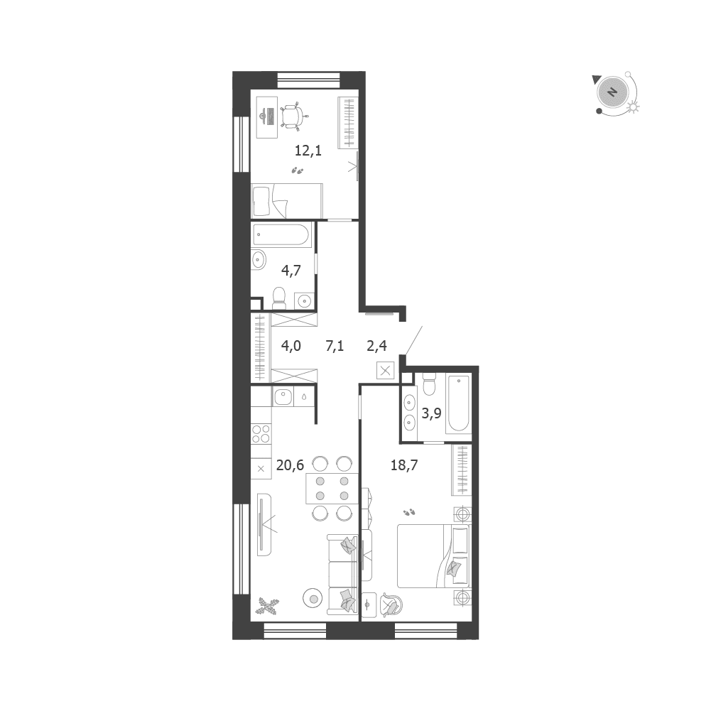 2-комнатная, 73,5 м² — 44 207 414 ₽