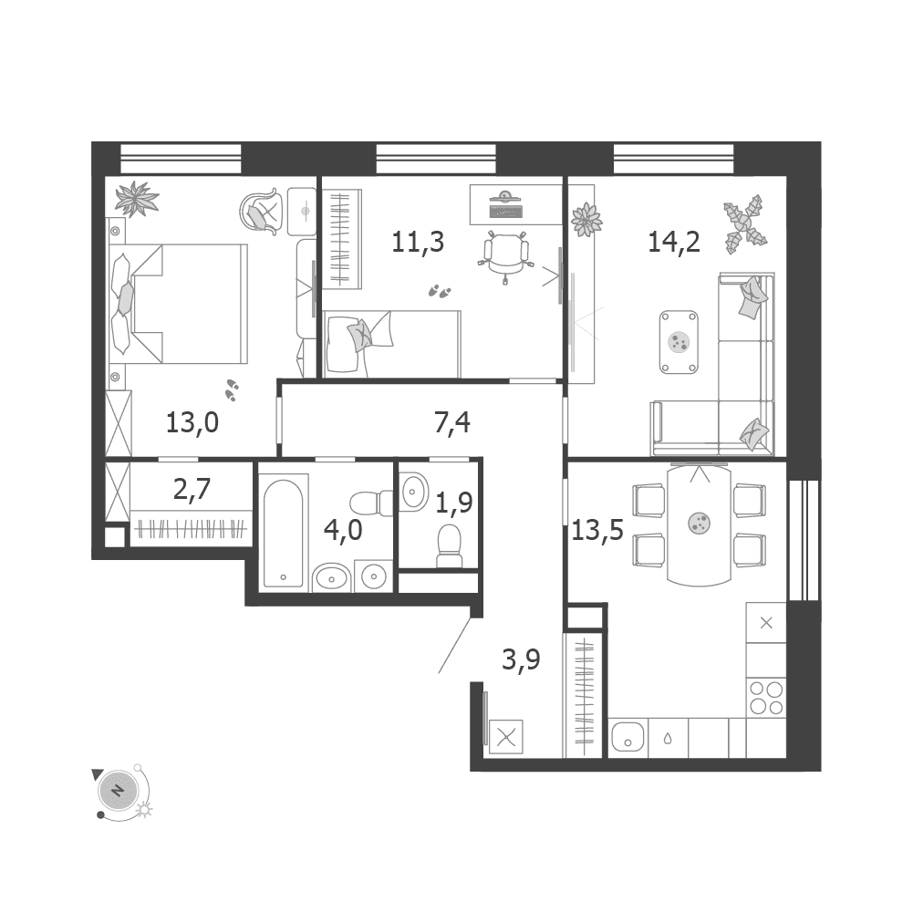 3-комнатная, 71,9 м² — 49 563 877 ₽