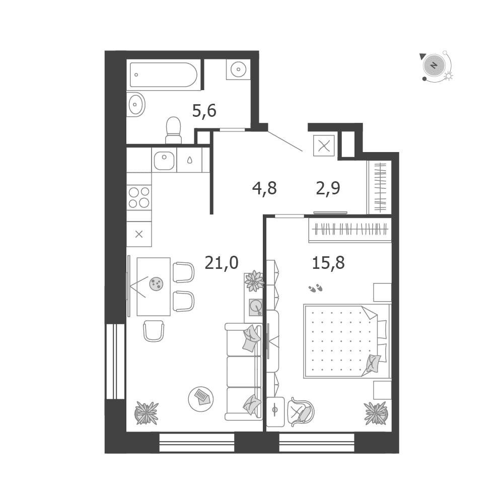 1-комнатная, 50,1 м² — 36 762 236 ₽