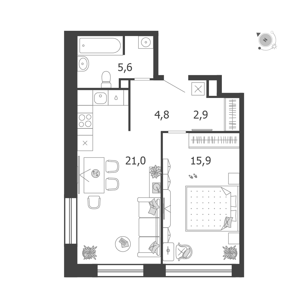 1-комнатная, 50,2 м² — 26 691 651 ₽
