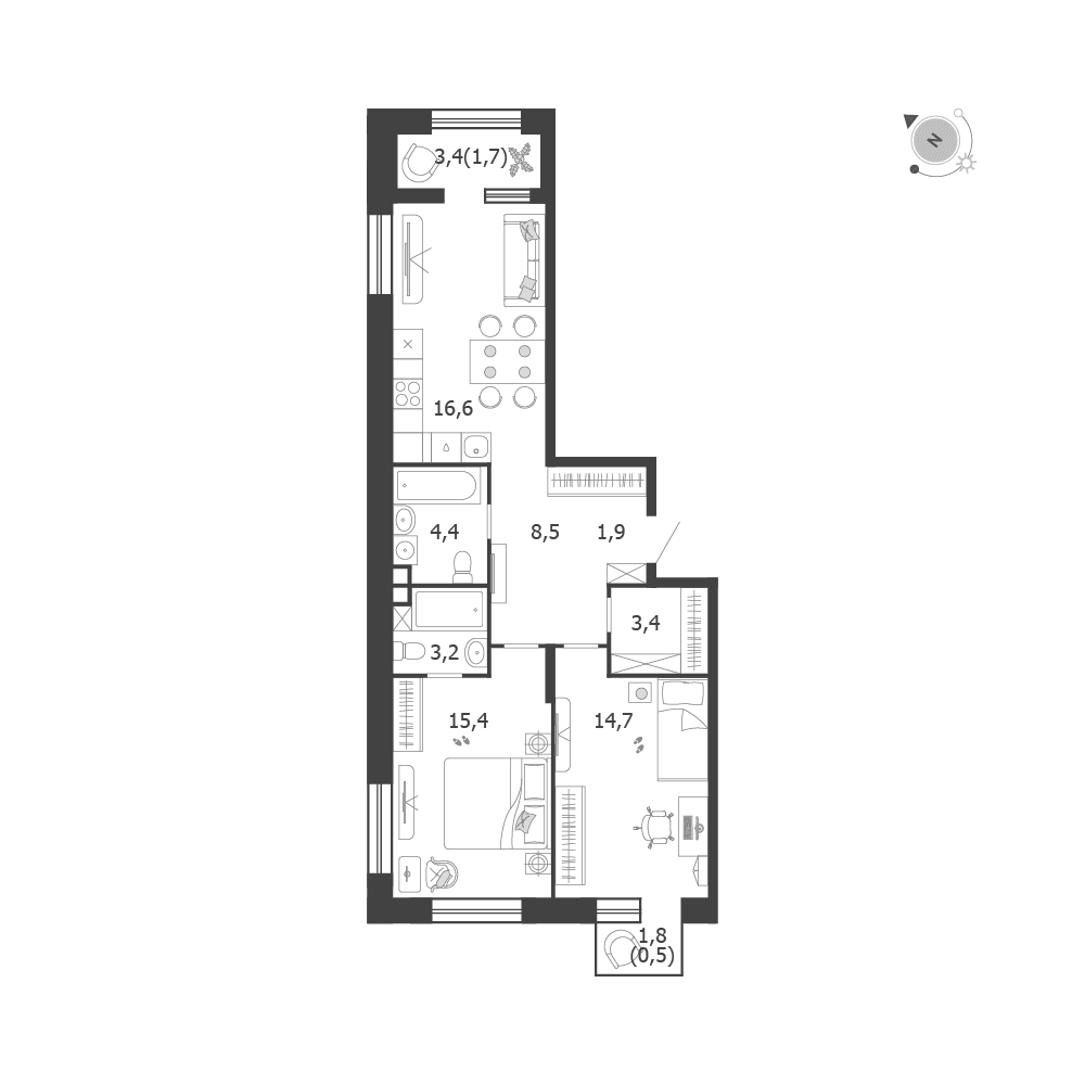 2-комнатная, 70,3 м² — 45 778 537 ₽