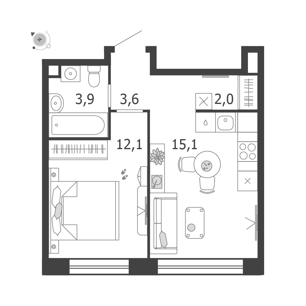 1-комнатная, 36,7 м² — 22 937 835 ₽