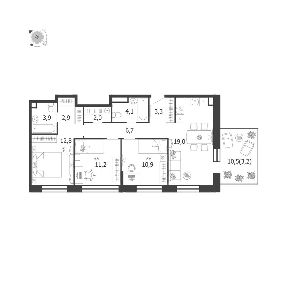 3-комнатная, 80 м² — 58 031 791 ₽
