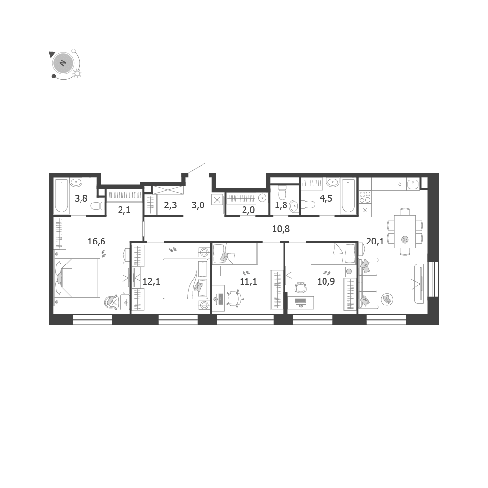 4-комнатная, 101,1 м² — 48 352 052 ₽