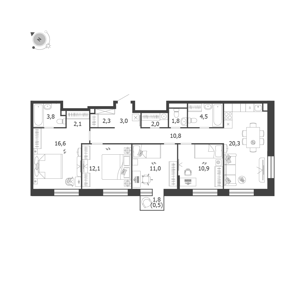 4-комнатная, 101,7 м² — 52 601 172 ₽