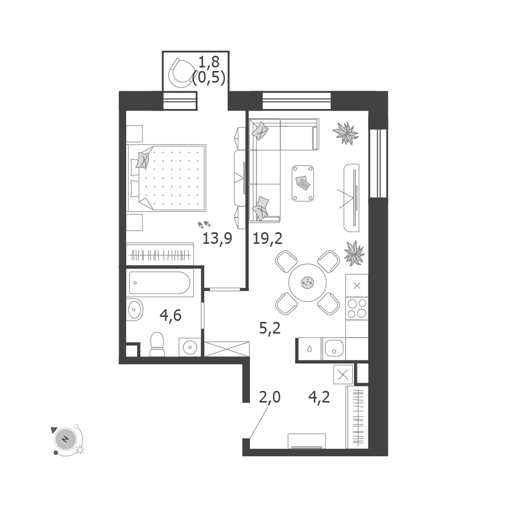 1-комнатная, 49,6 м² — 37 352 871 ₽