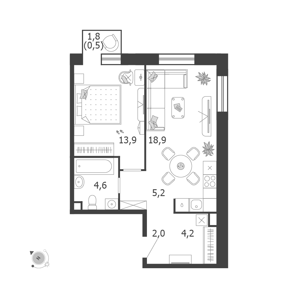 1-комнатная, 49,3 м² — 37 597 766 ₽