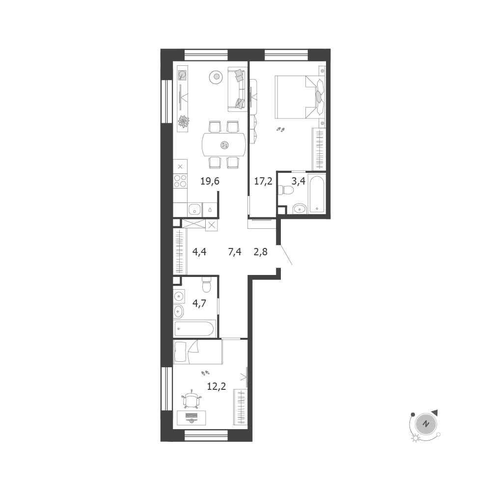 2-комнатная, 71,7 м² — 45 401 482 ₽