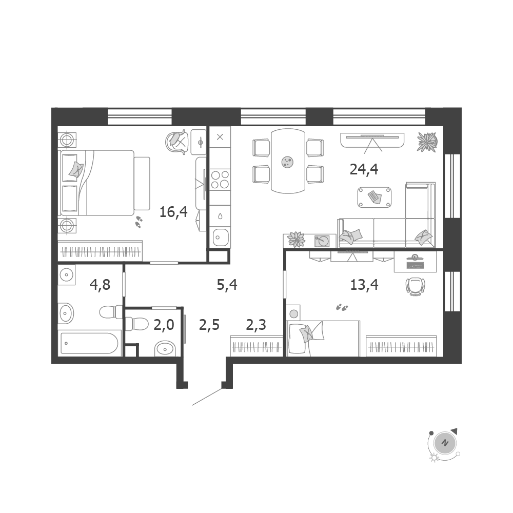 2-комнатная, 71,2 м² — 49 102 361 ₽