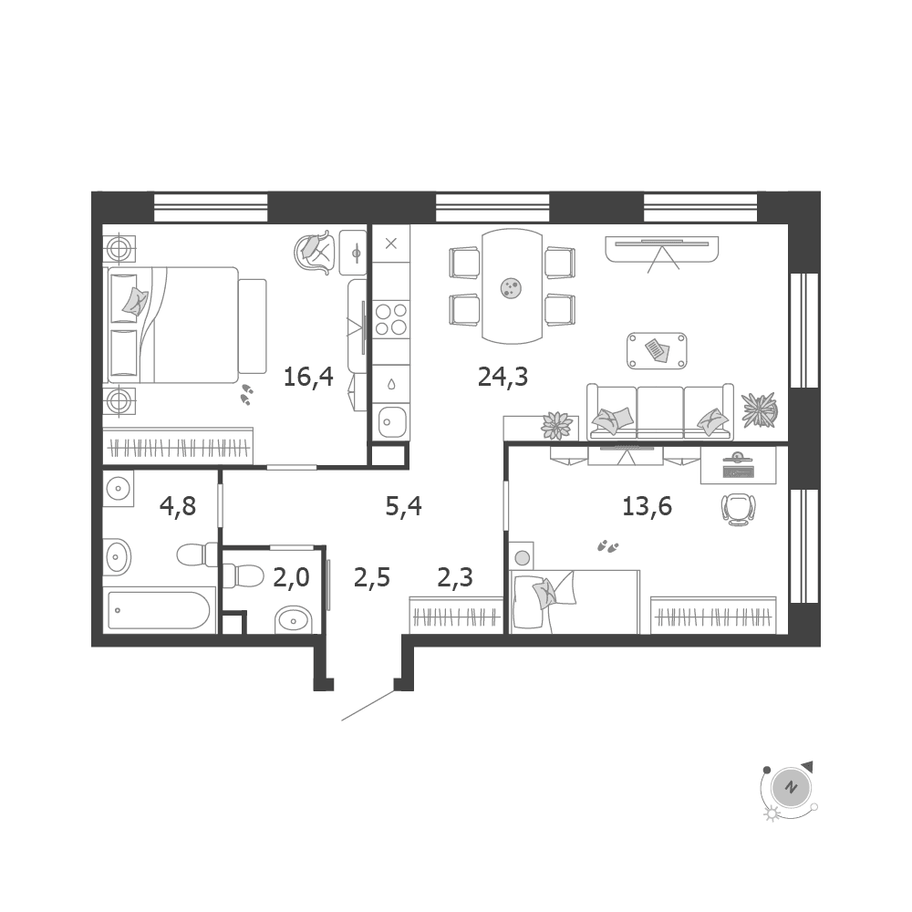 2-комнатная, 71,3 м² — 49 498 627 ₽